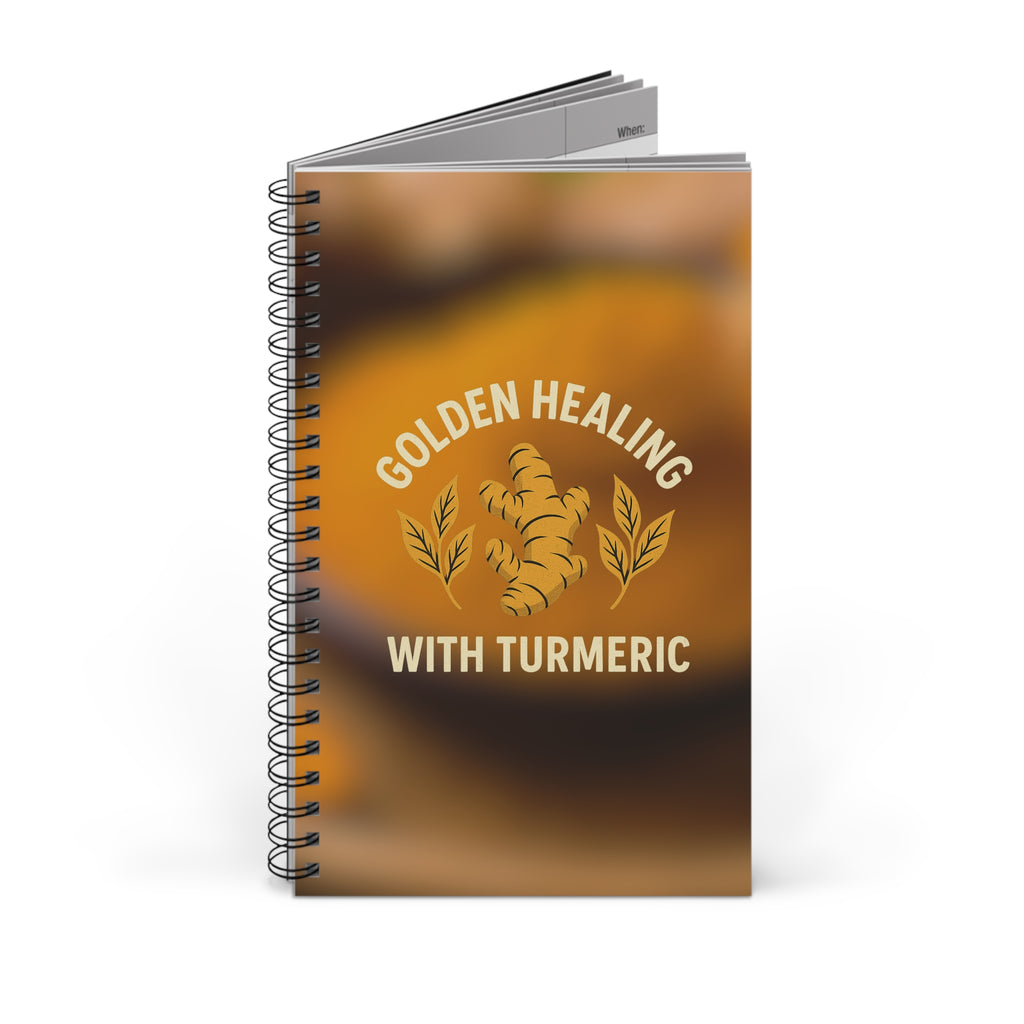 Golden Healing Spiral Journal - Turmeric Inspiration, Wellness Notebook, Gift for Herbalists, Journal for Self-Care, Spiral Sketchbook