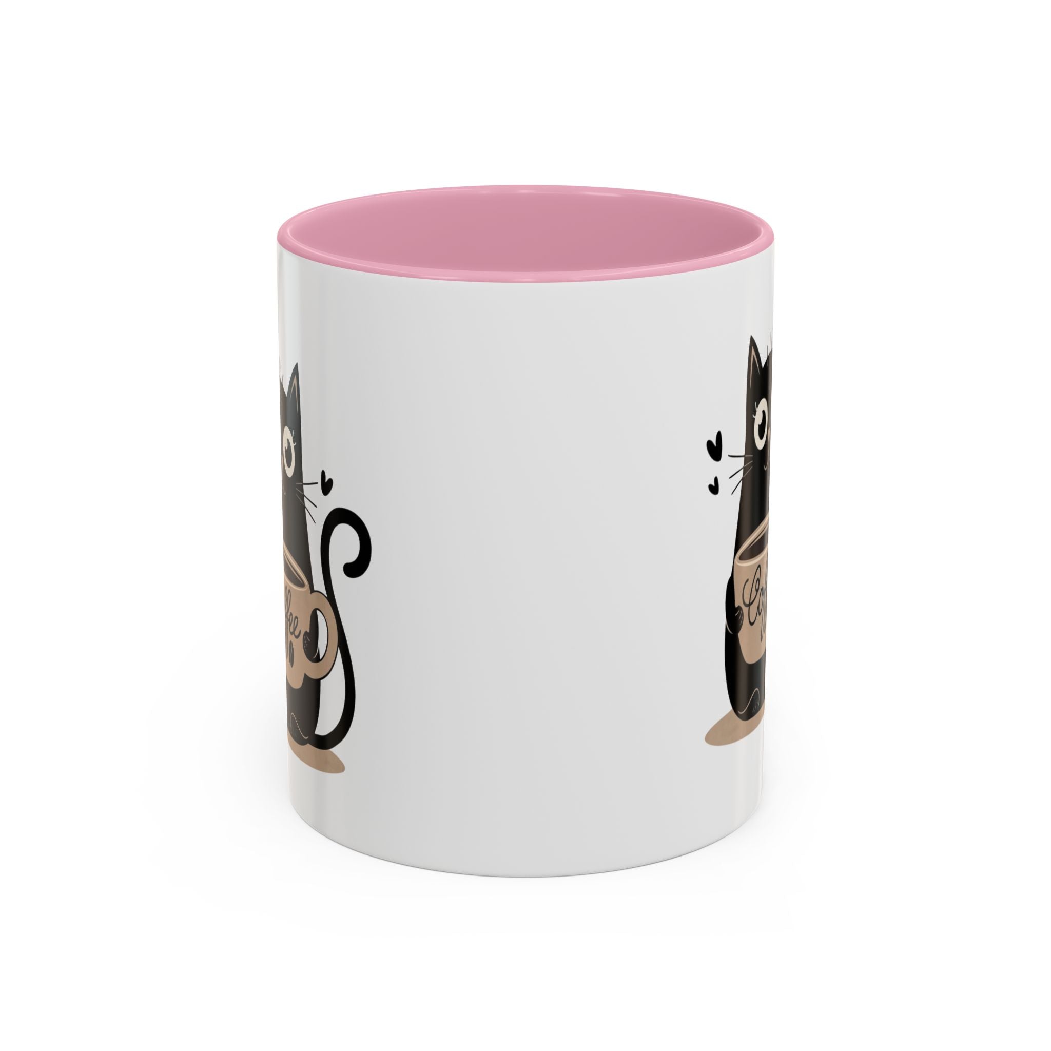 Cat Coffee Mug — Cute Black Cat Holding 'Coffee' Ceramic Mug (11oz & 15oz)