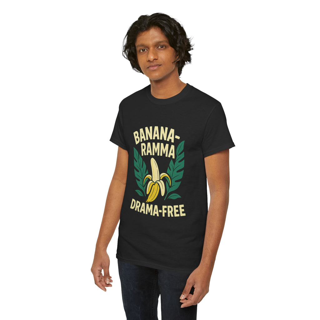 Banana-Ramma Drama-Free Unisex Heavy Cotton Tee, Fun Casual Shirt, Gift for Friends, Summer Vibes, Quirky Fashion Statement
