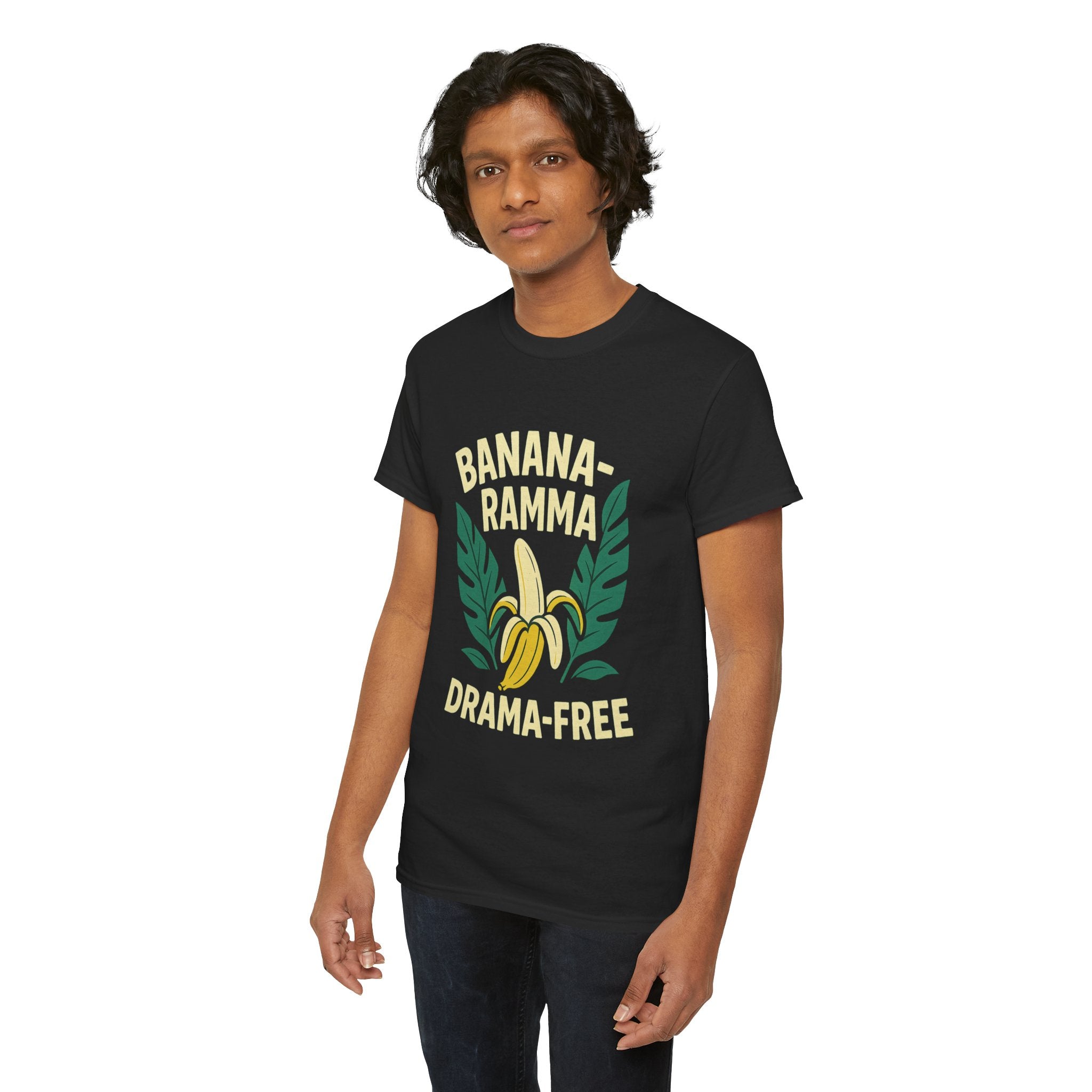 Banana-Ramma Drama-Free Unisex Heavy Cotton Tee, Fun Casual Shirt, Gift for Friends, Summer Vibes, Quirky Fashion Statement