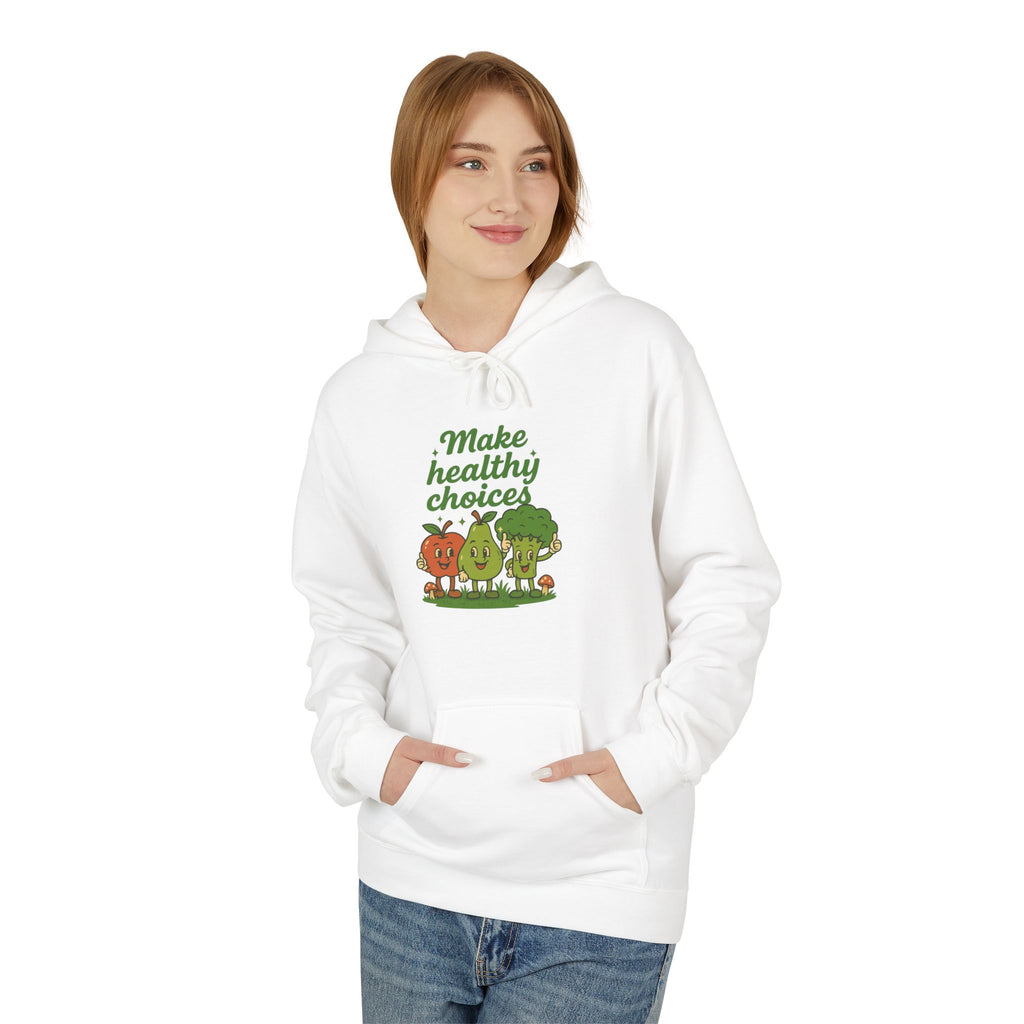 Healthy Choices Hoodie — Cute Fruit & Veggie Illustration 'Make Healthy Choices'