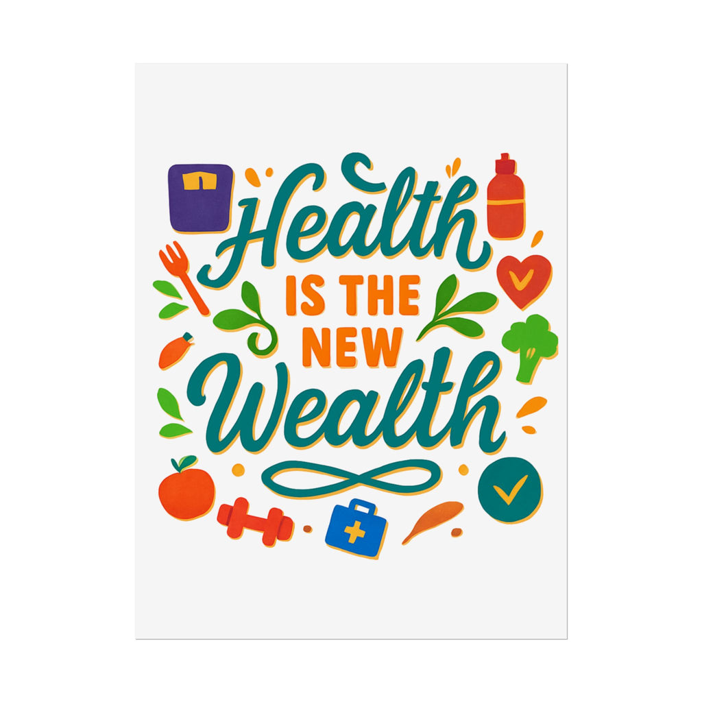 Health Is the New Wealth Rolled Poster — Motivational Wellness Wall Art