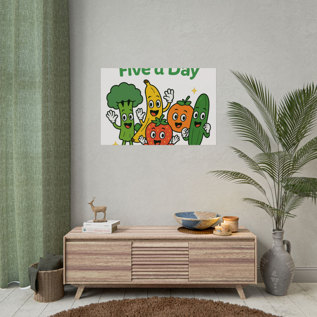 Rolled Poster — "Get Your Five a Day" Cute Fruit & Veggie Wall Art