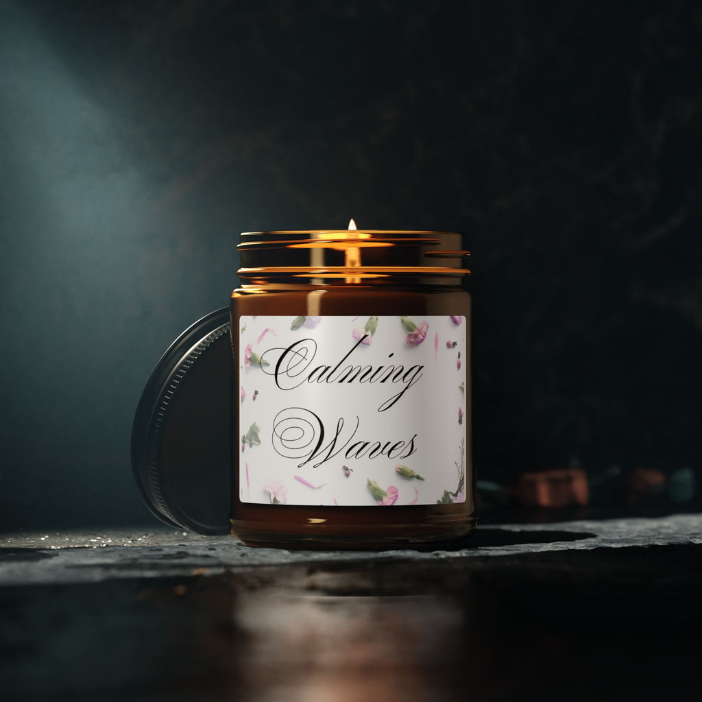 Calming Waves Soy Candle — Amber Jar Aromatherapy Scented Candle (Multiple Sizes)