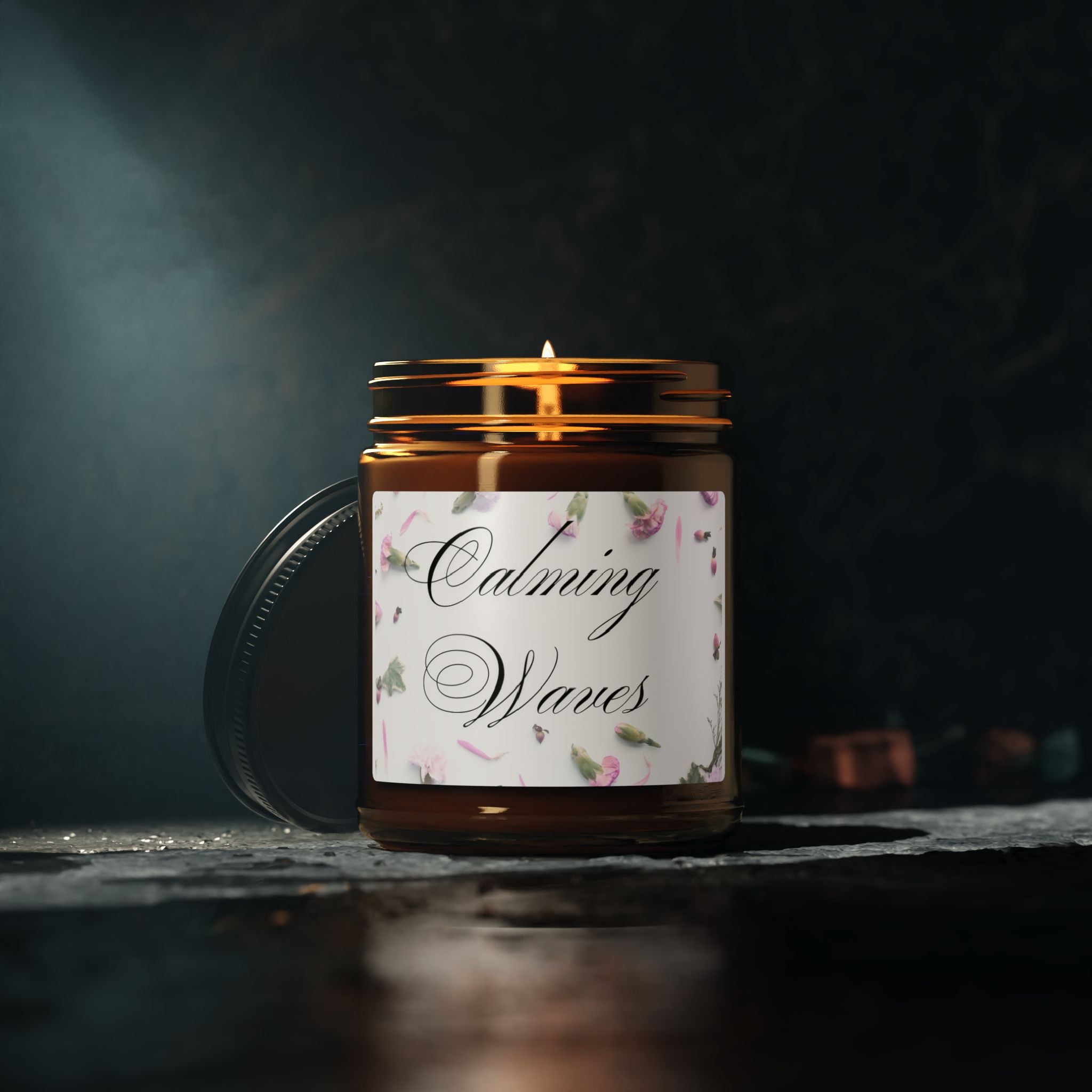 Calming Waves Soy Candle — Amber Jar Aromatherapy Scented Candle (Multiple Sizes)