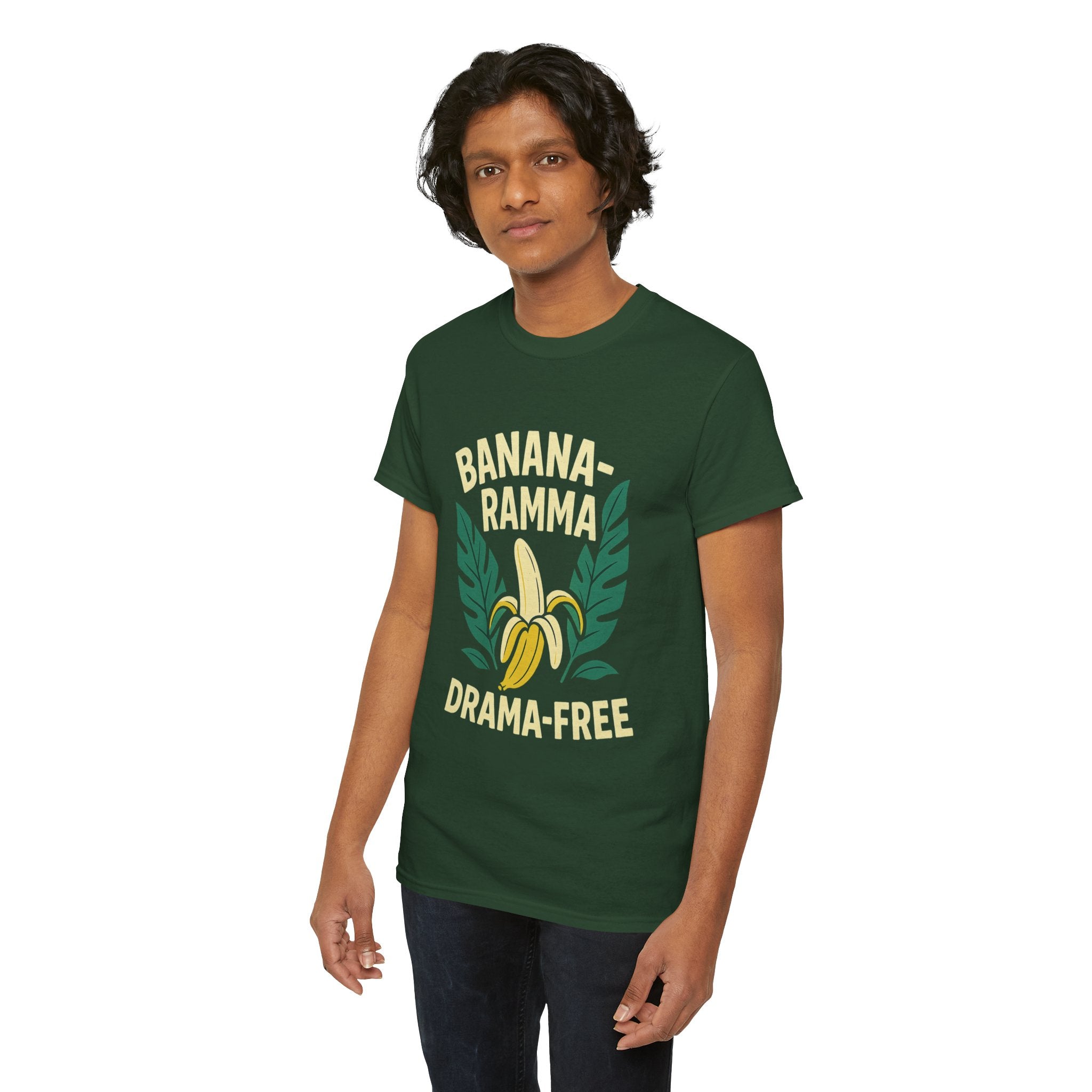 Banana-Ramma Drama-Free Unisex Heavy Cotton Tee, Fun Casual Shirt, Gift for Friends, Summer Vibes, Quirky Fashion Statement