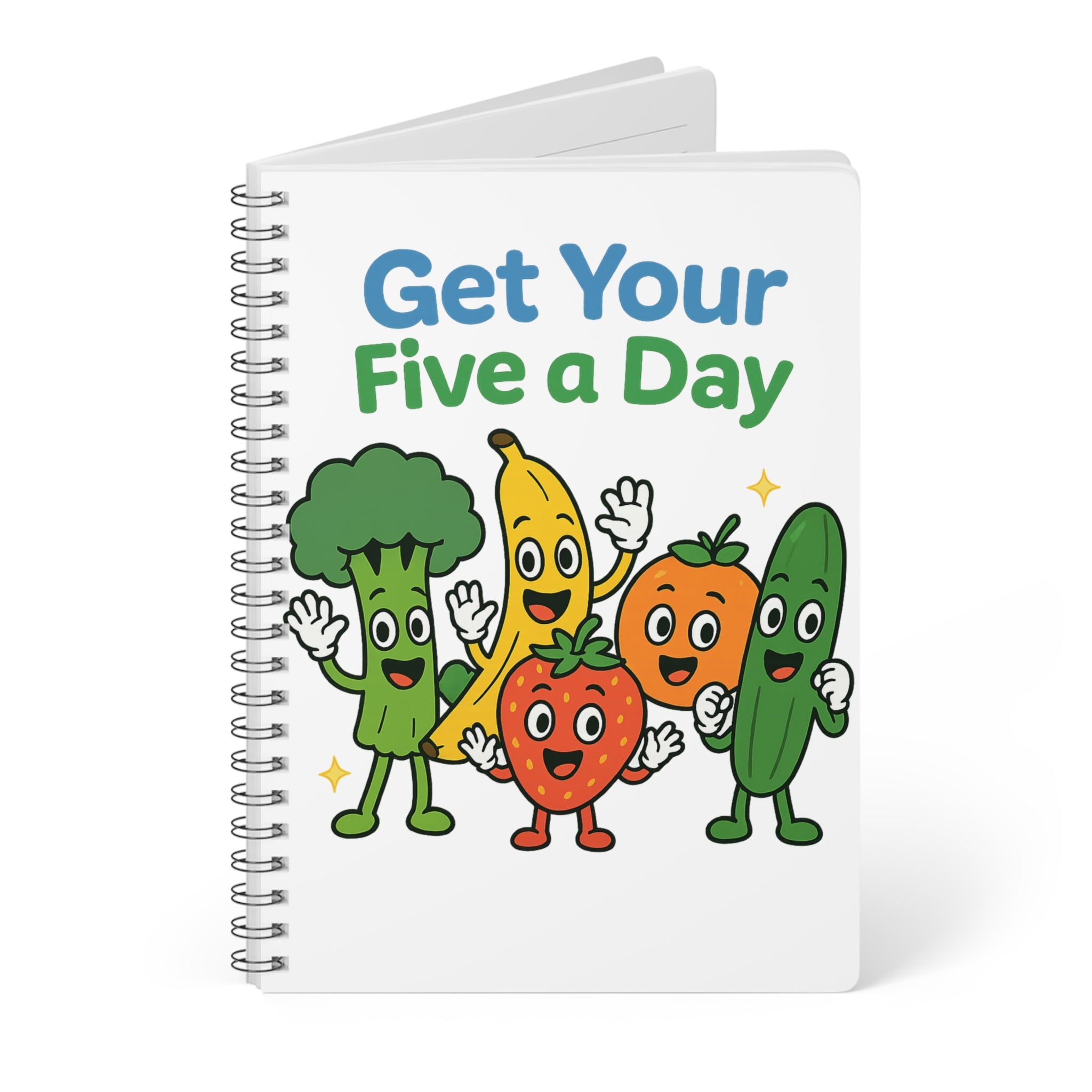 Get Your Five a Day A5 Spiral Notebook — Cute Fruit & Veggie Journal