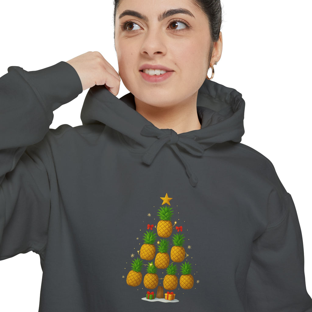 Pineapple Christmas Tree Hoodie — Festive Tropical Holiday Sweatshirt