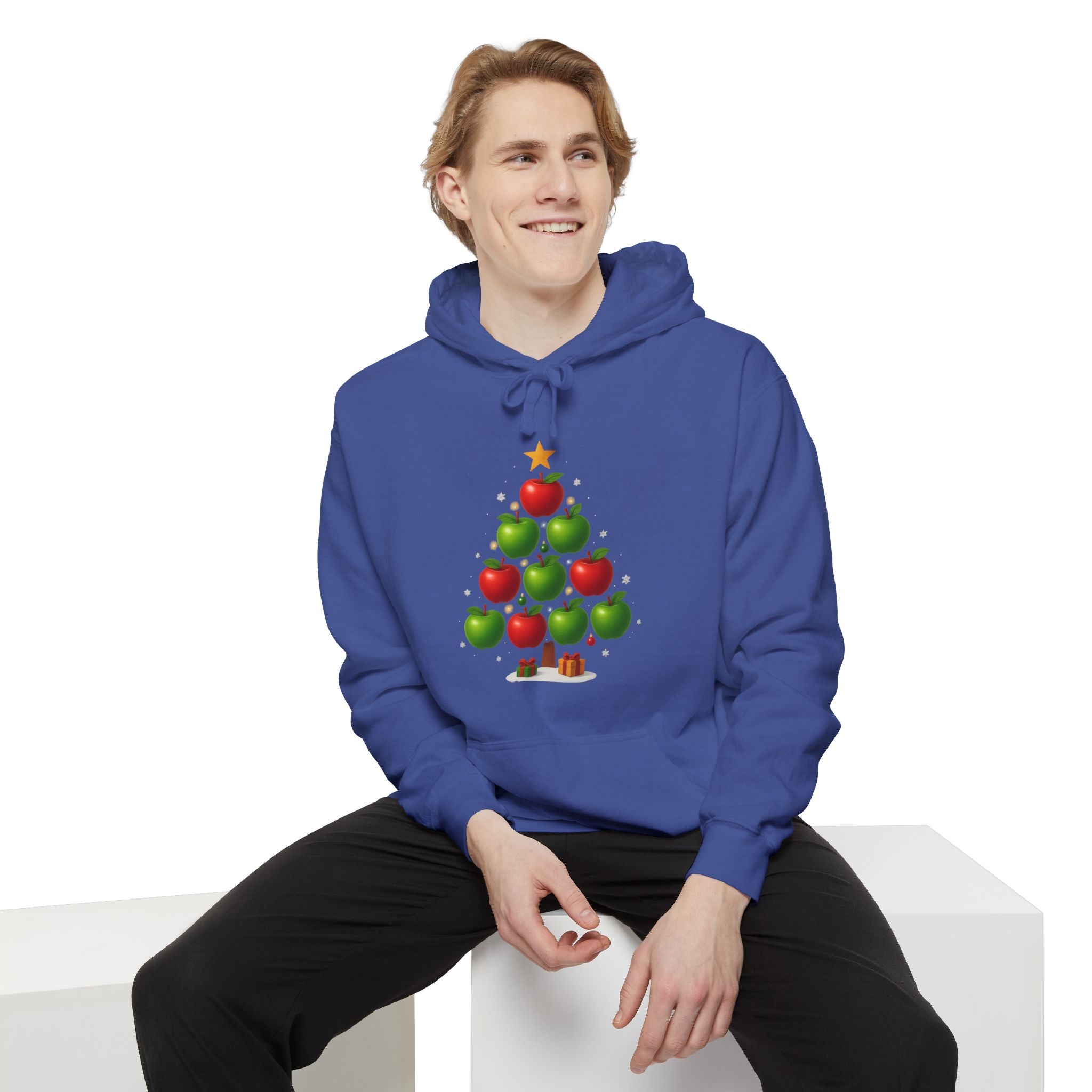 Christmas Apple Tree Hoodie — Cute Holiday Tree with Apples & Star