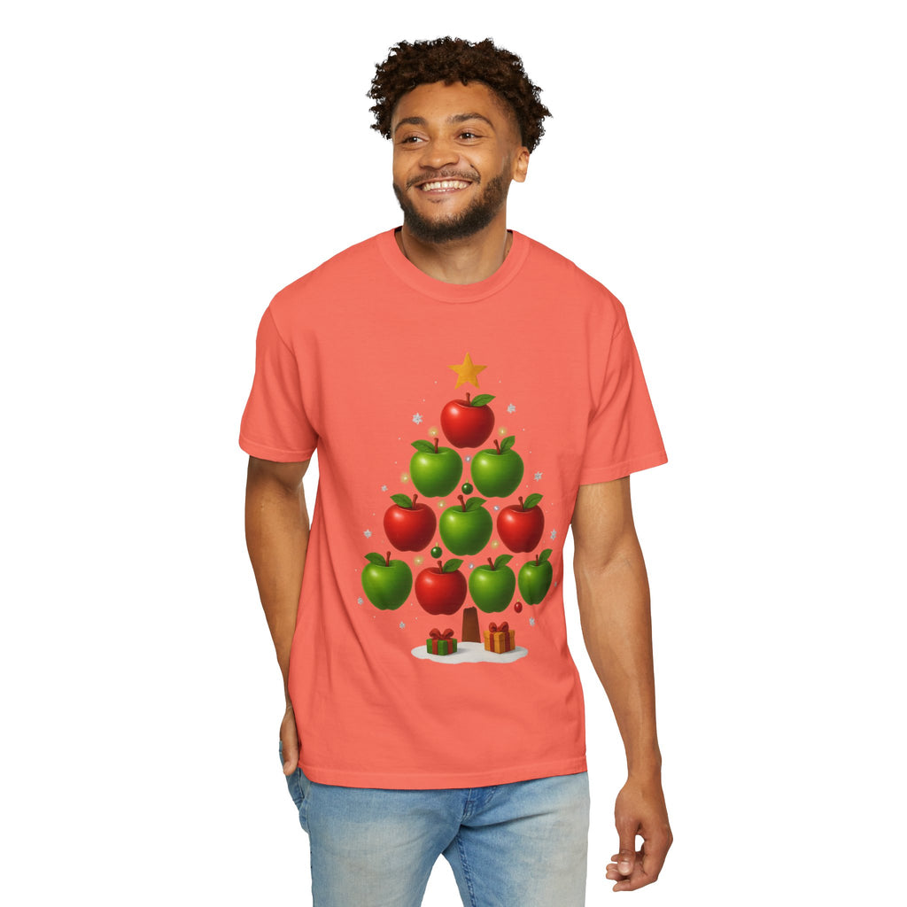 Apple Christmas Tree T-Shirt — Holiday Fruit Tree Graphic Tee