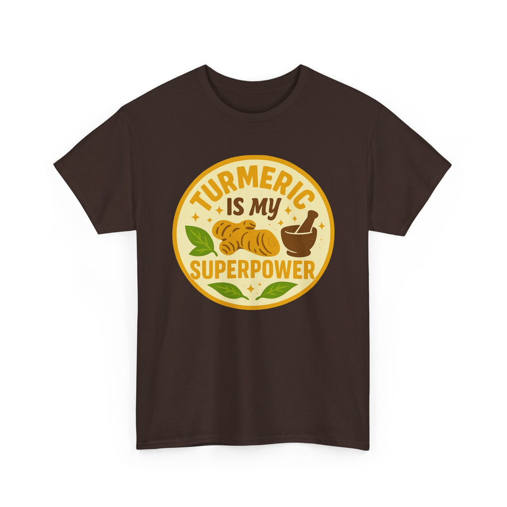 Turmeric Superpower Tee, Unisex Cotton T-Shirt, Health Enthusiast Gift, Herbal Tea Lover Shirt, Natural Wellness Apparel, Unique Gift Idea