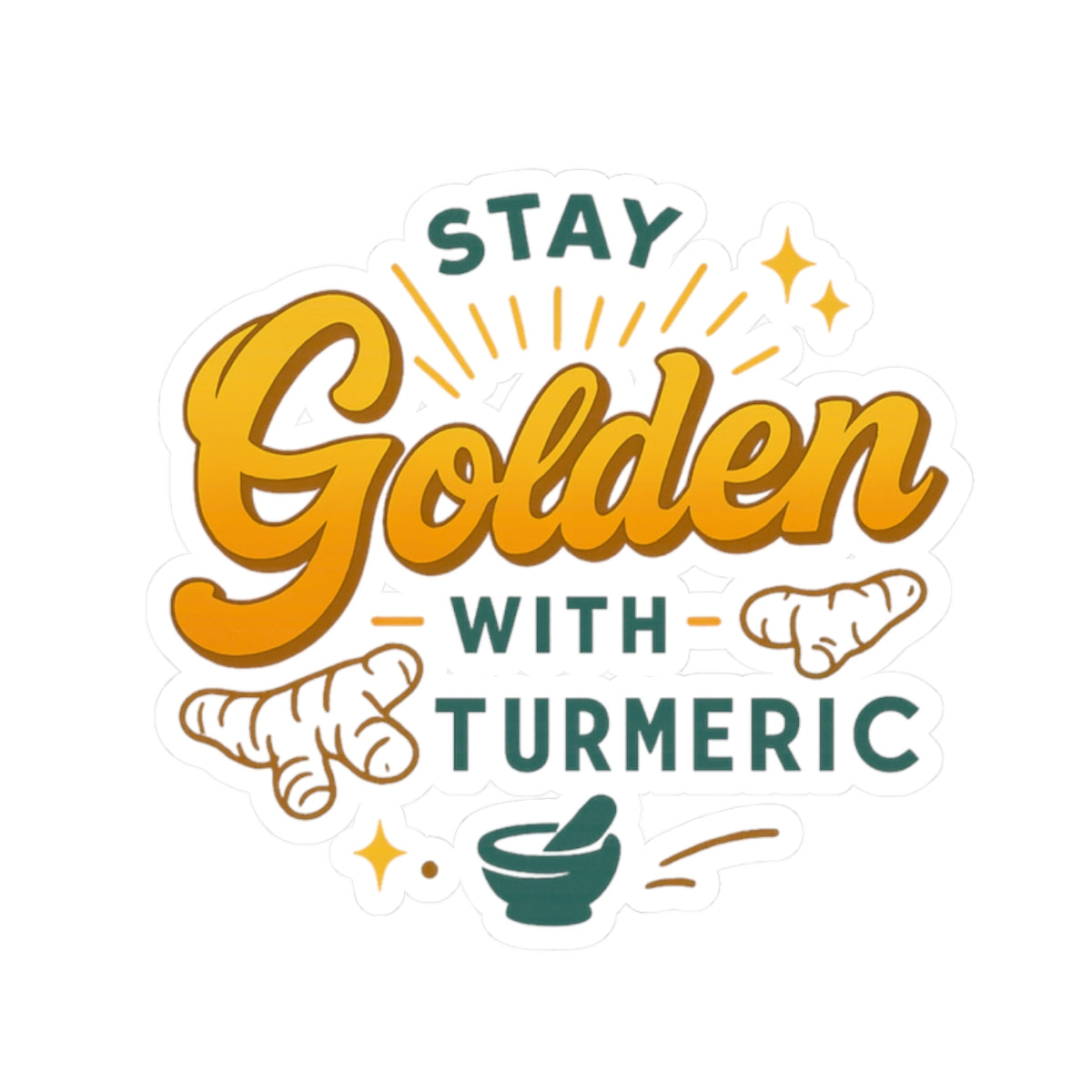 Stay Golden with Turmeric Kiss-Cut Stickers, Wellness Stickers, Laptop Decor, Gift Ideas for Herbal Enthusiasts, Colorful Vintage Stickers
