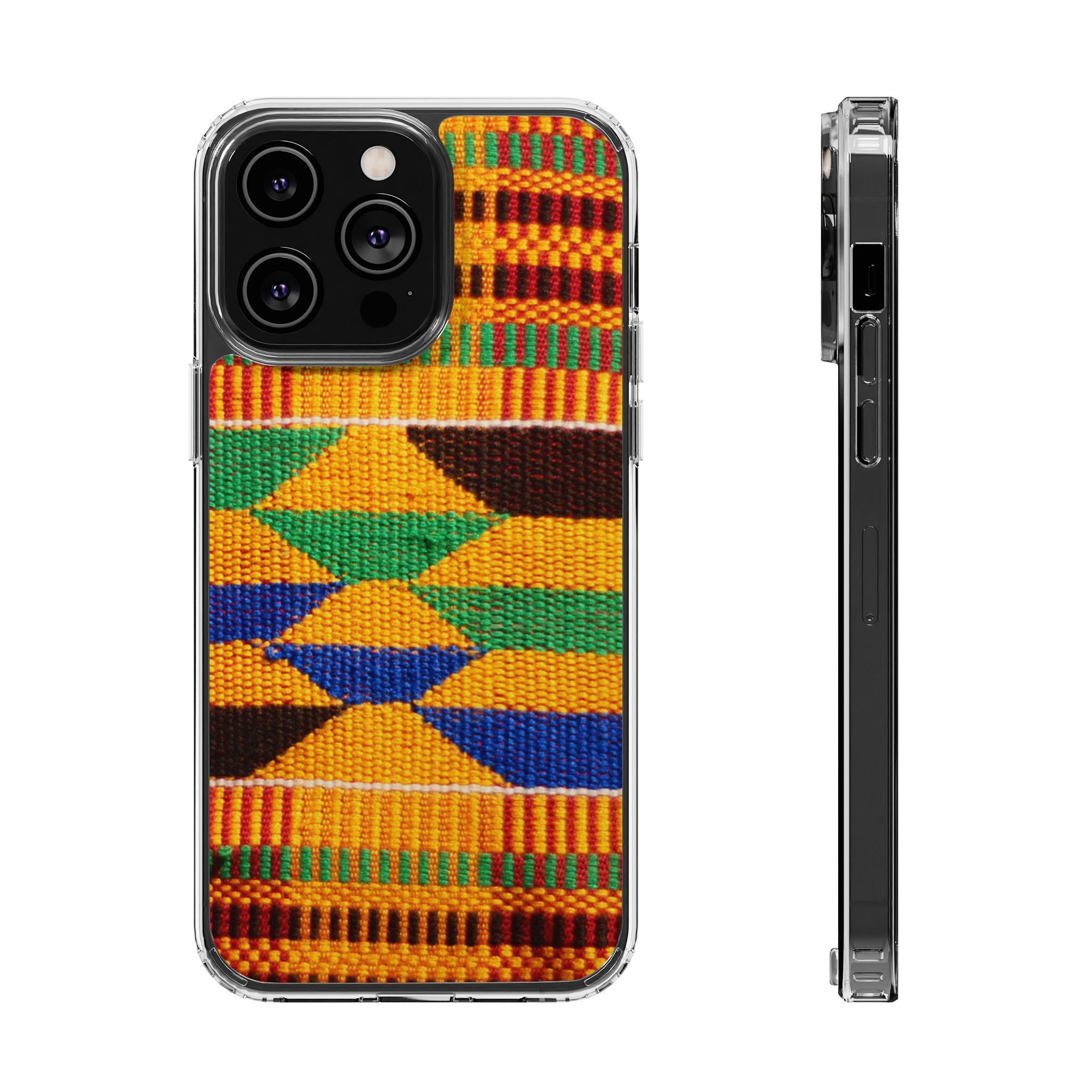 Kente Pattern Clear Impact-Resistant Phone Case