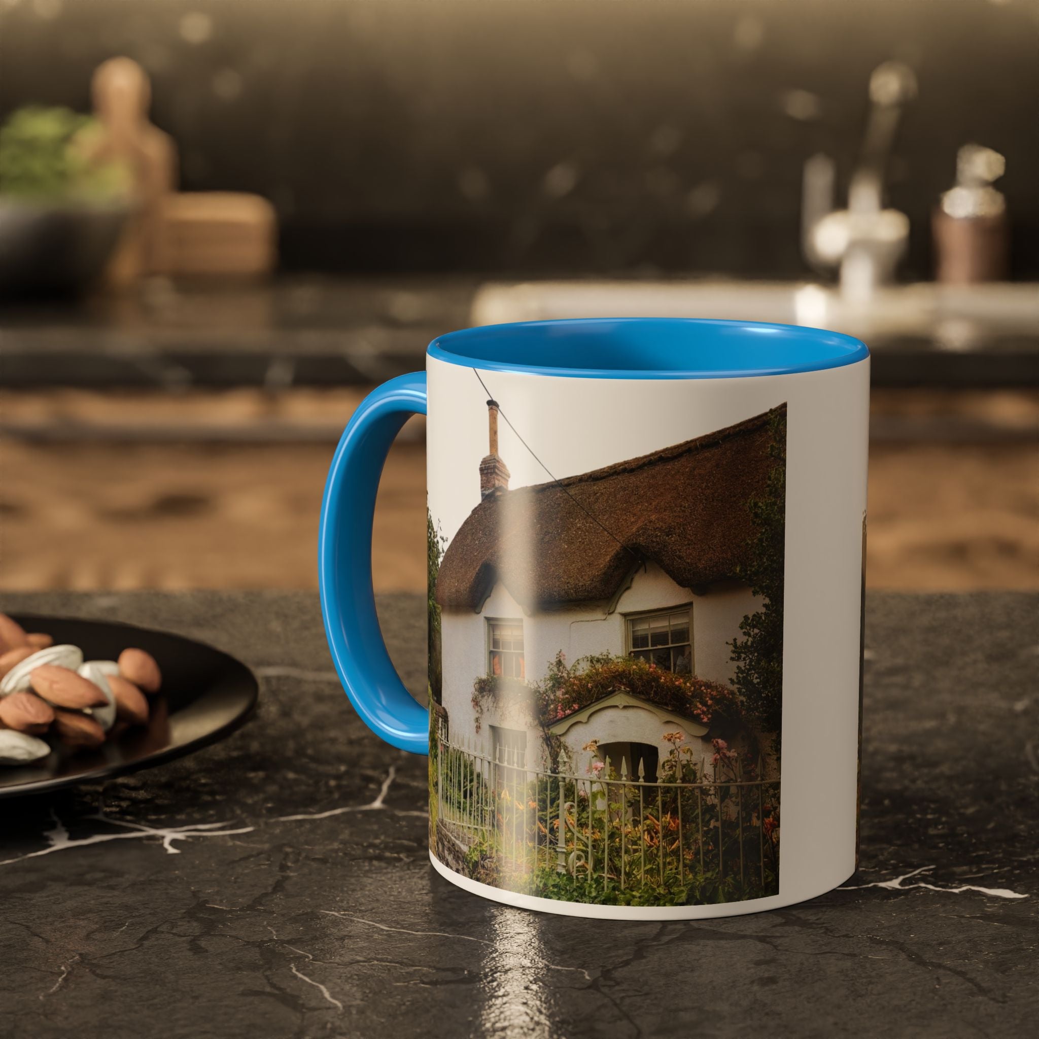 Thatched Cottage Photo Mug (11oz & 15oz) — Cozy English Cottage Scenic Coffee Cup