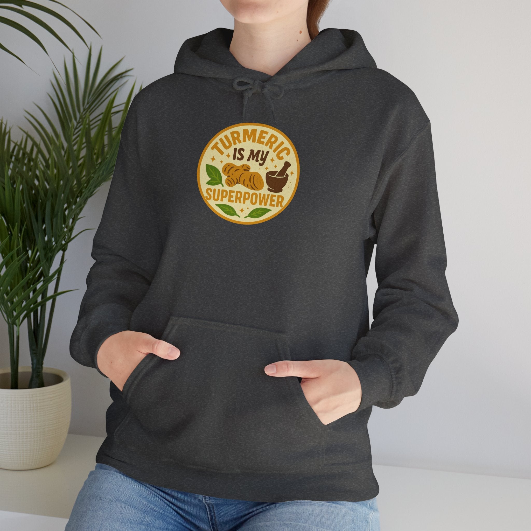 Turmeric Is My Superpower Sweatshirt | Unisex Heavy Blend Hoodie, Wellness Gift, Natural Living Apparel, Cozy Fashion, Healthy Lifestyle