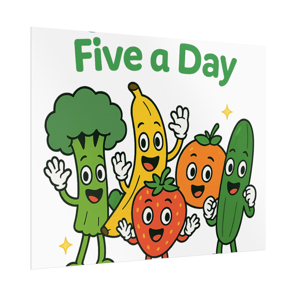 Rolled Poster — "Get Your Five a Day" Cute Fruit & Veggie Wall Art