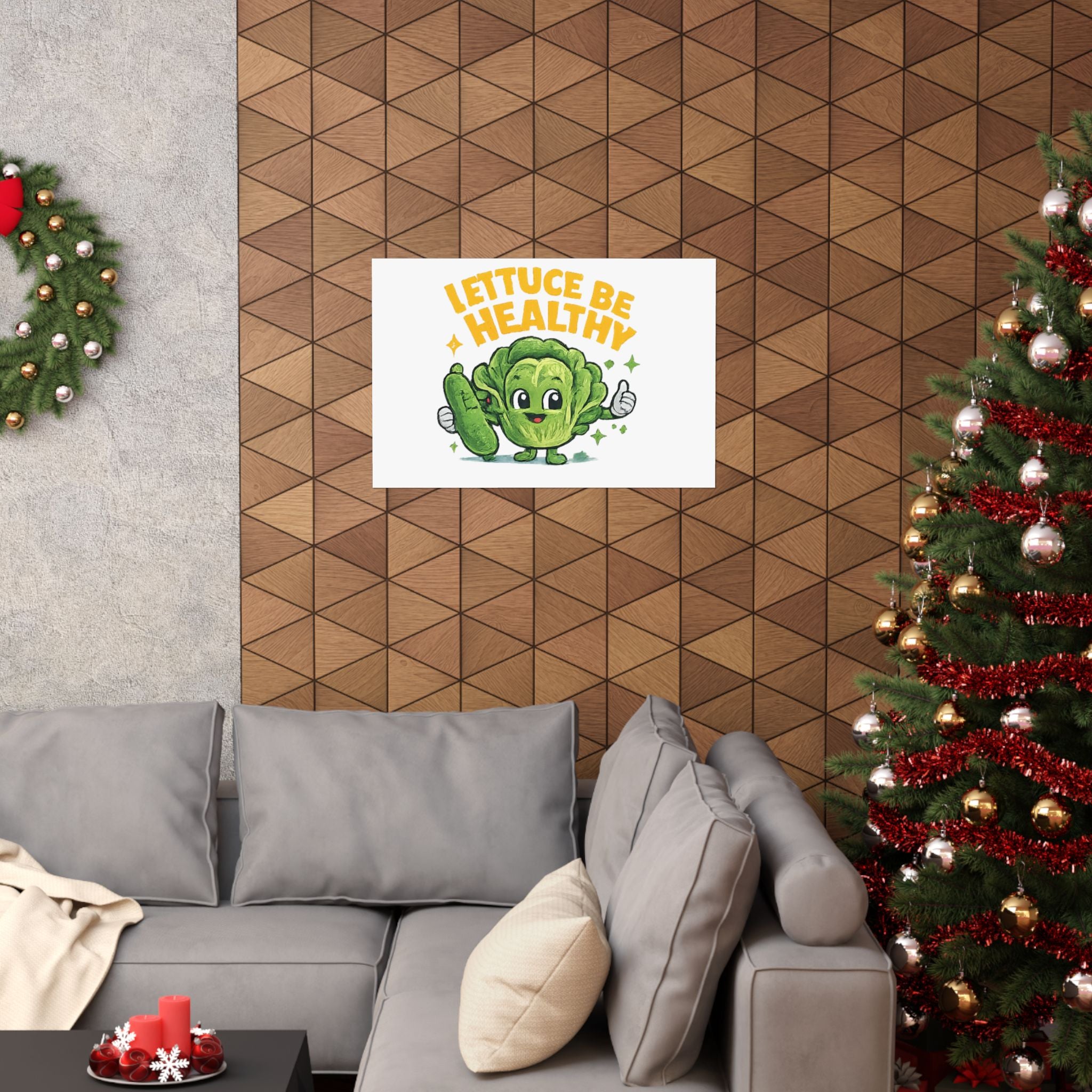 Lettuce Be Healthy Poster — Cute Veggie Wellness Wall Art