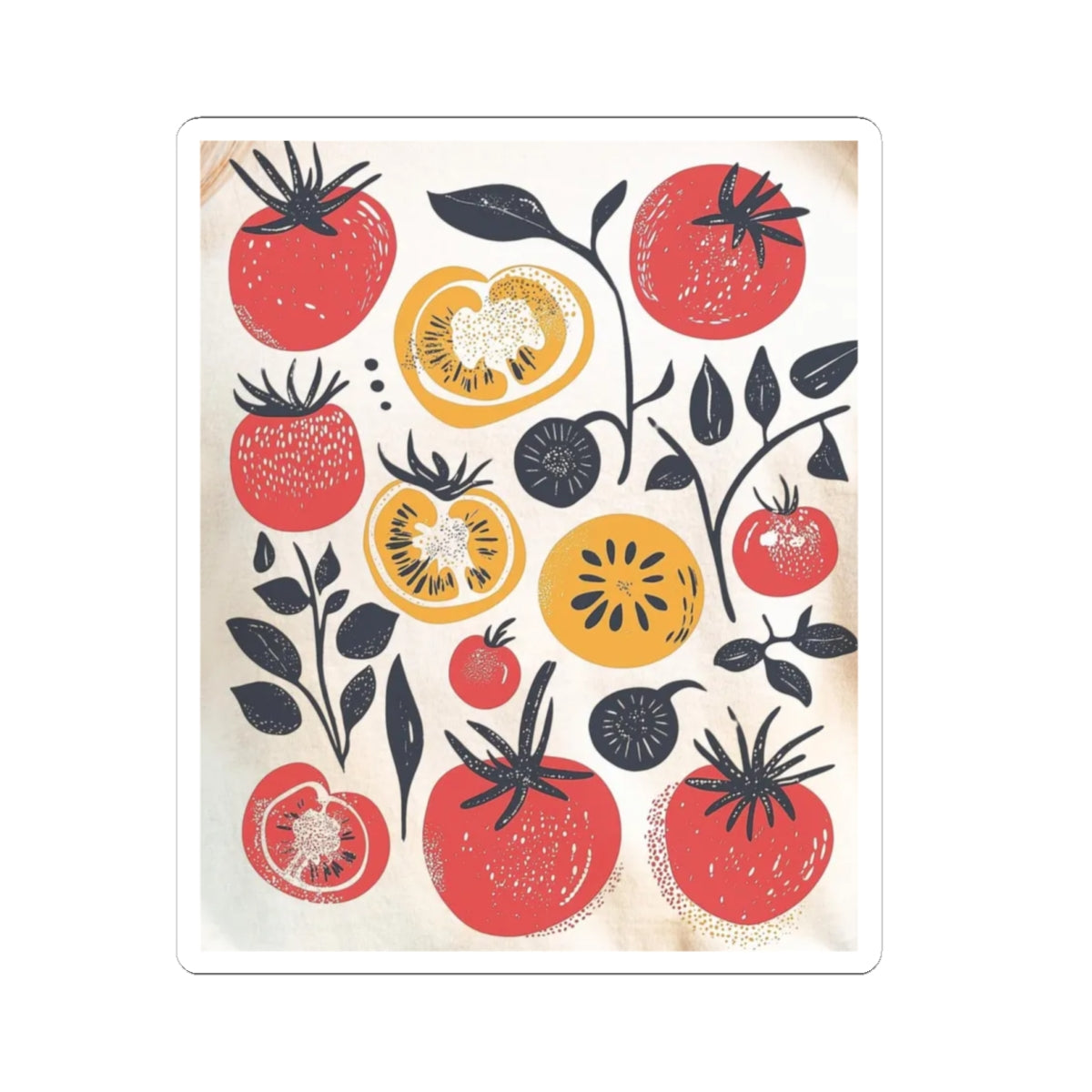 Tomato & Citrus Sticker — Retro Farmhouse Fruit Kiss-Cut Sticker Sheet