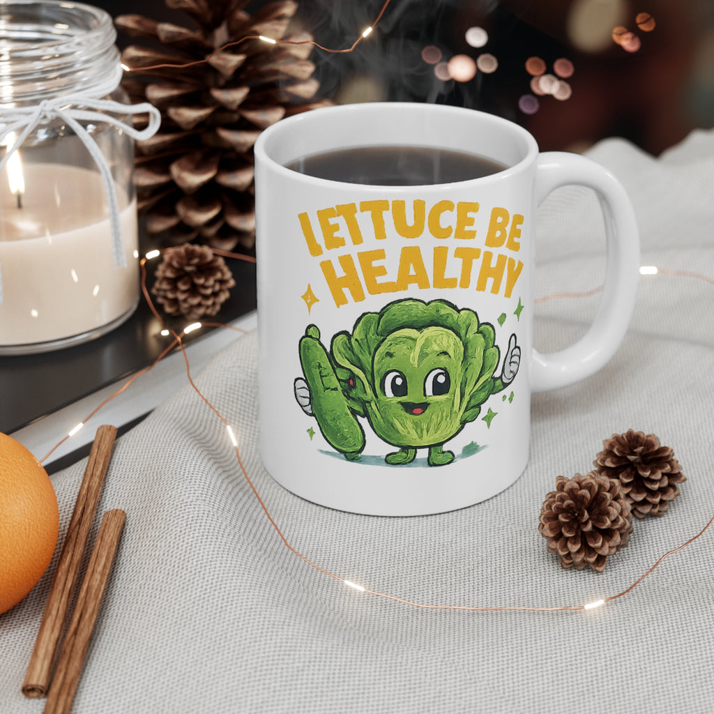 Mug — "Lettuce Be Healthy" Cute Veggie Coffee Cup