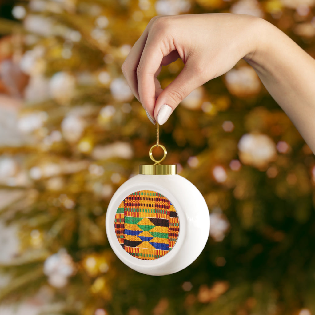 African Kente Pattern Christmas Ornament – Festive Holiday Ball