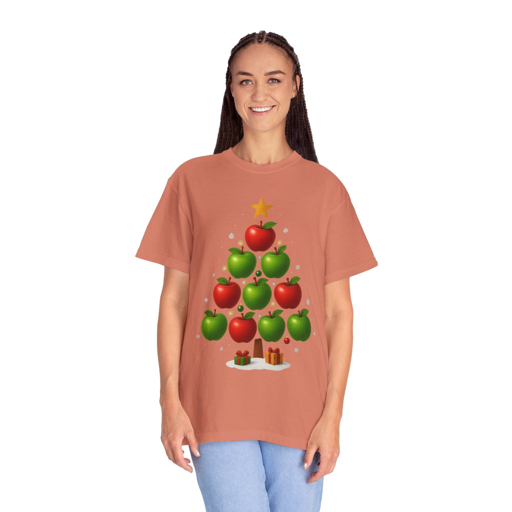 Apple Christmas Tree T-Shirt — Holiday Fruit Tree Graphic Tee