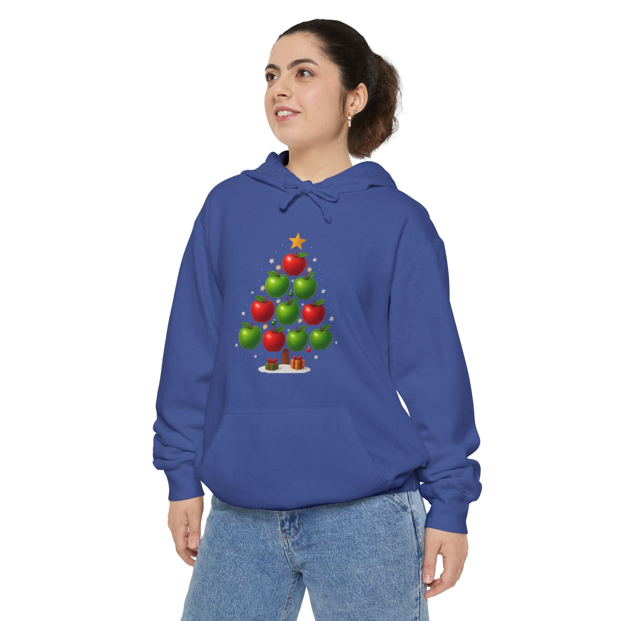 Christmas Apple Tree Hoodie — Cute Holiday Tree with Apples & Star