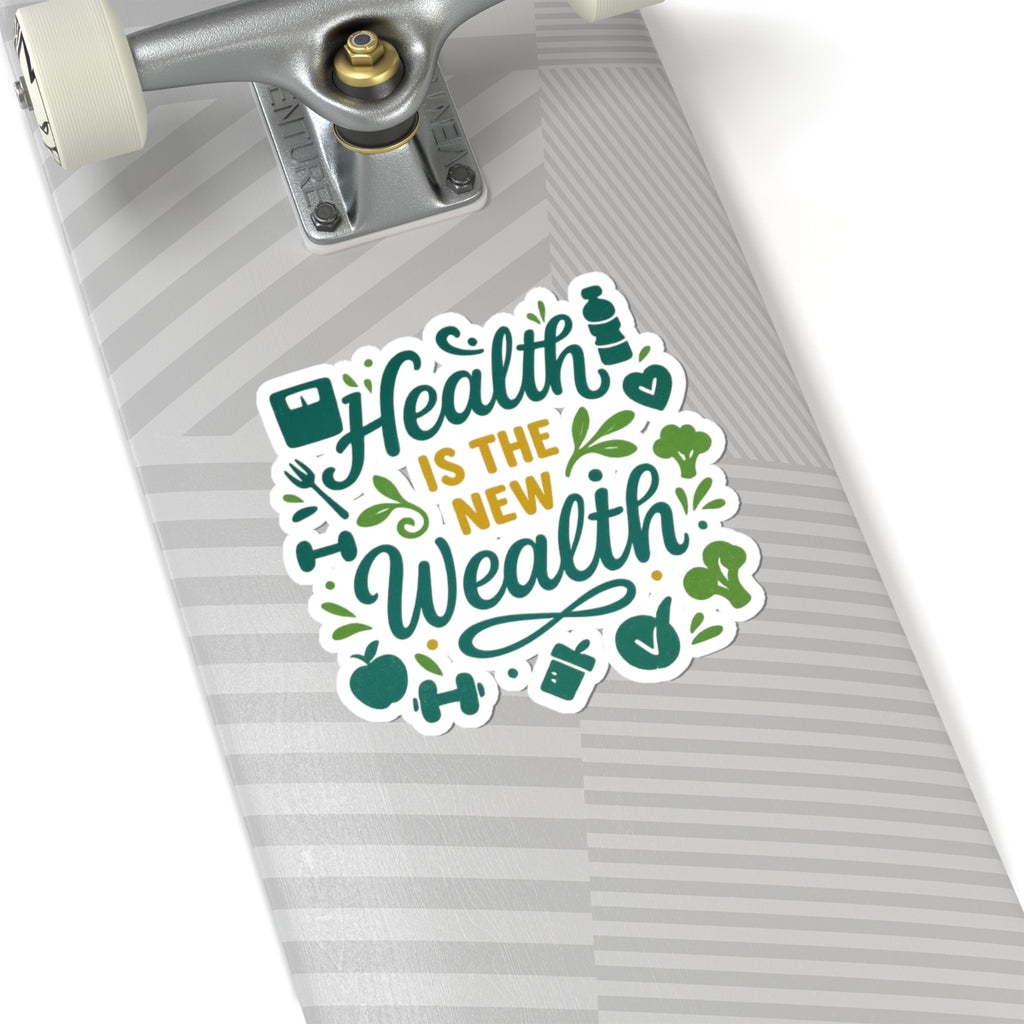 Health is the New Wealth Stickers | Motivational Fitness Decals, Wellness Gifts, Laptop Stickers, Health Quotes, Positive Affirmations