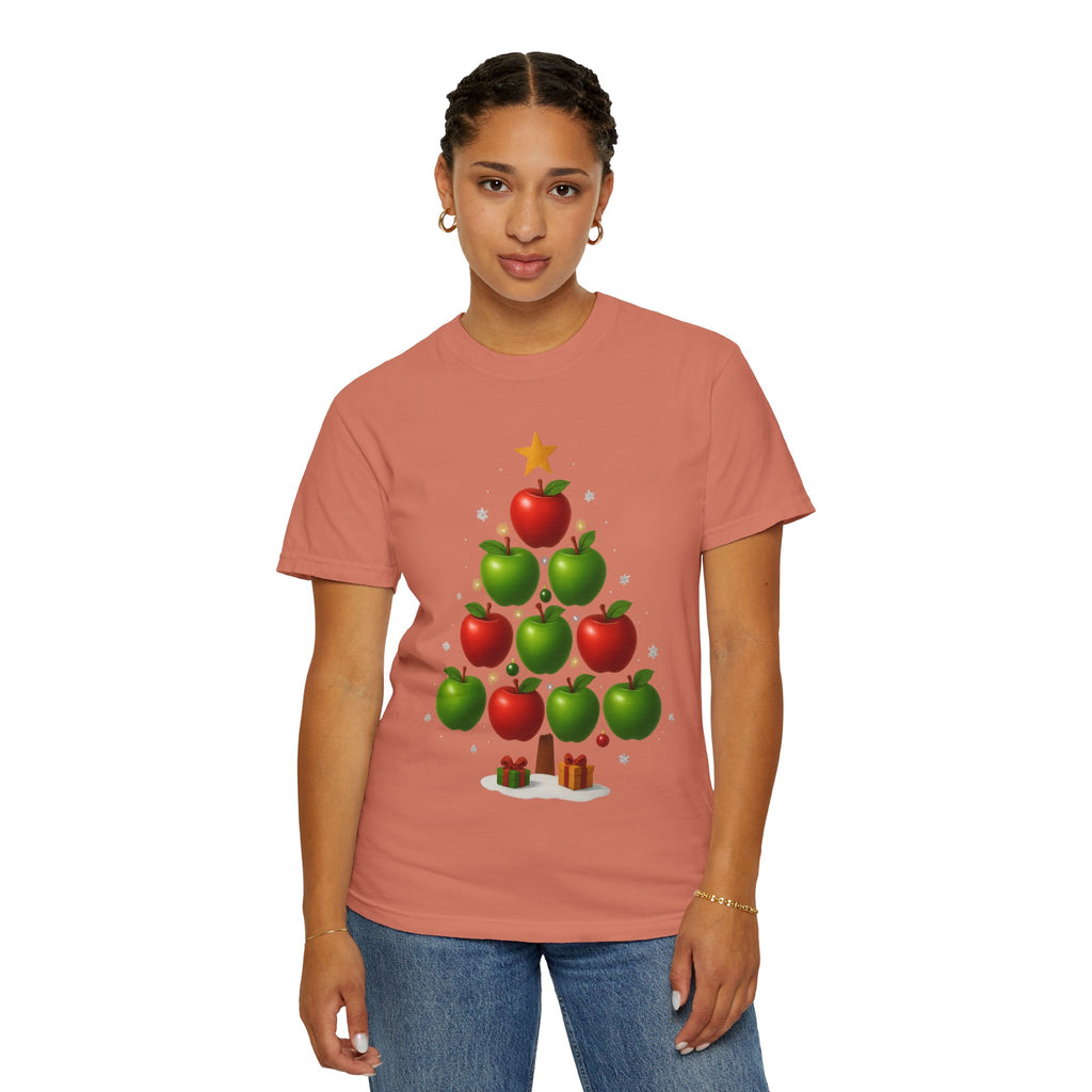 Apple Christmas Tree T-Shirt — Holiday Fruit Tree Graphic Tee