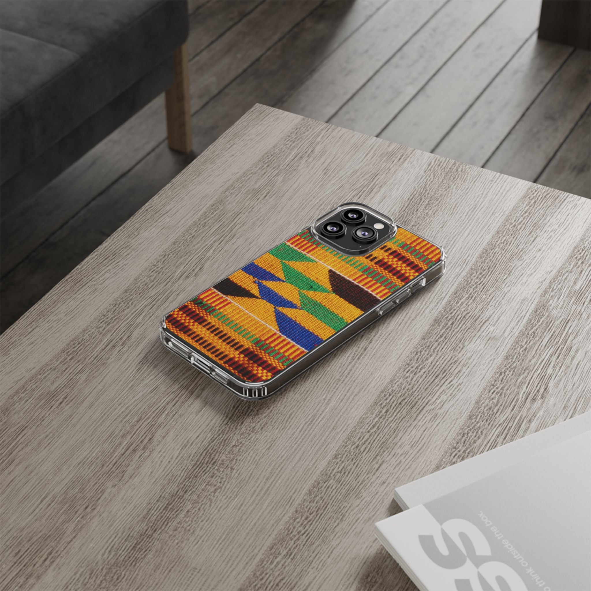 Kente Pattern Clear Impact-Resistant Phone Case