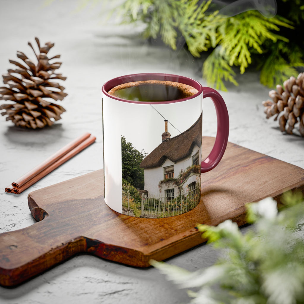 Thatched Cottage Photo Mug (11oz & 15oz) — Cozy English Cottage Scenic Coffee Cup