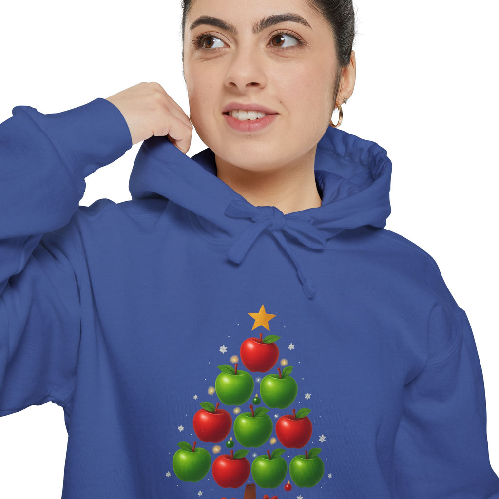 Christmas Apple Tree Hoodie — Cute Holiday Tree with Apples & Star