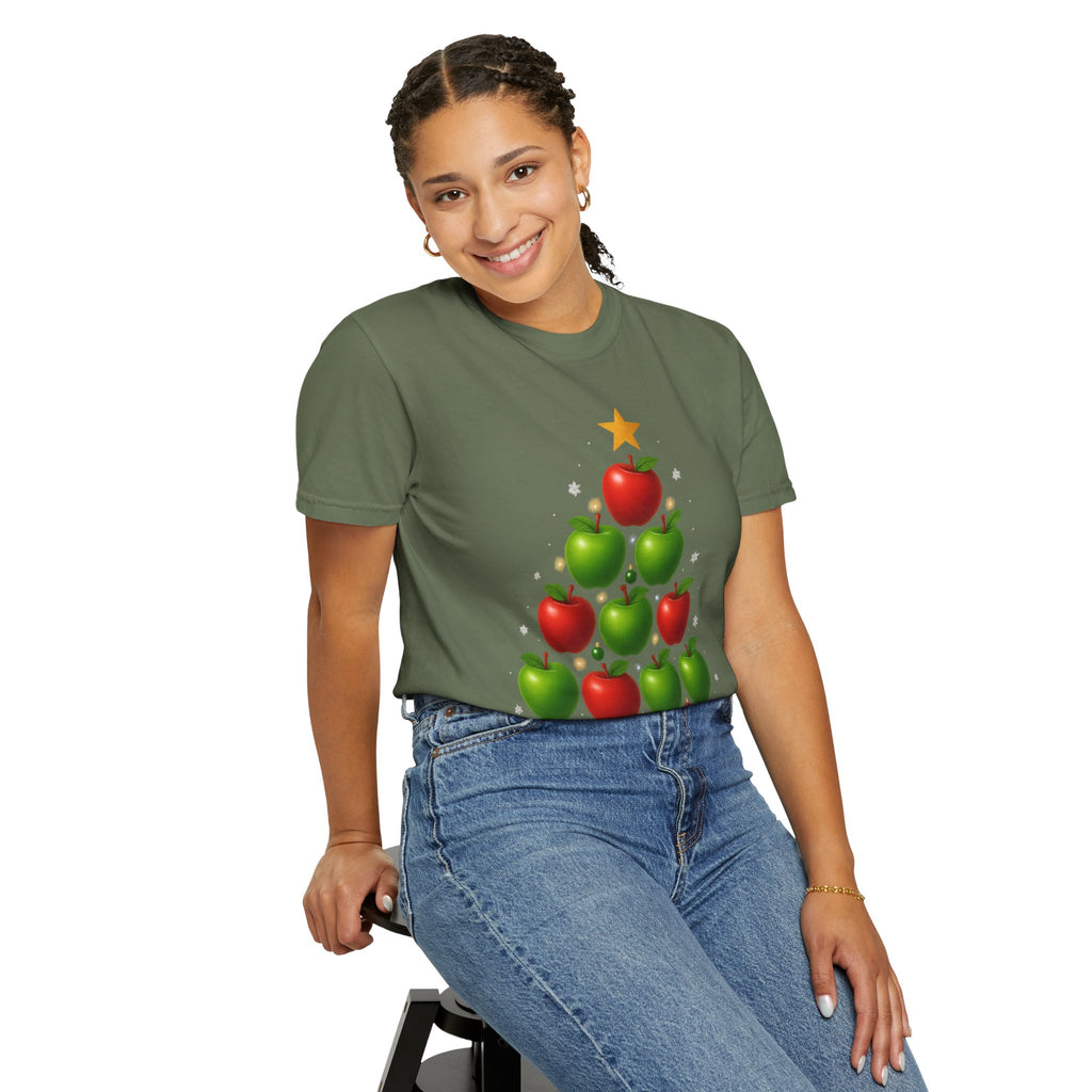 Apple Christmas Tree T-Shirt — Holiday Fruit Tree Graphic Tee