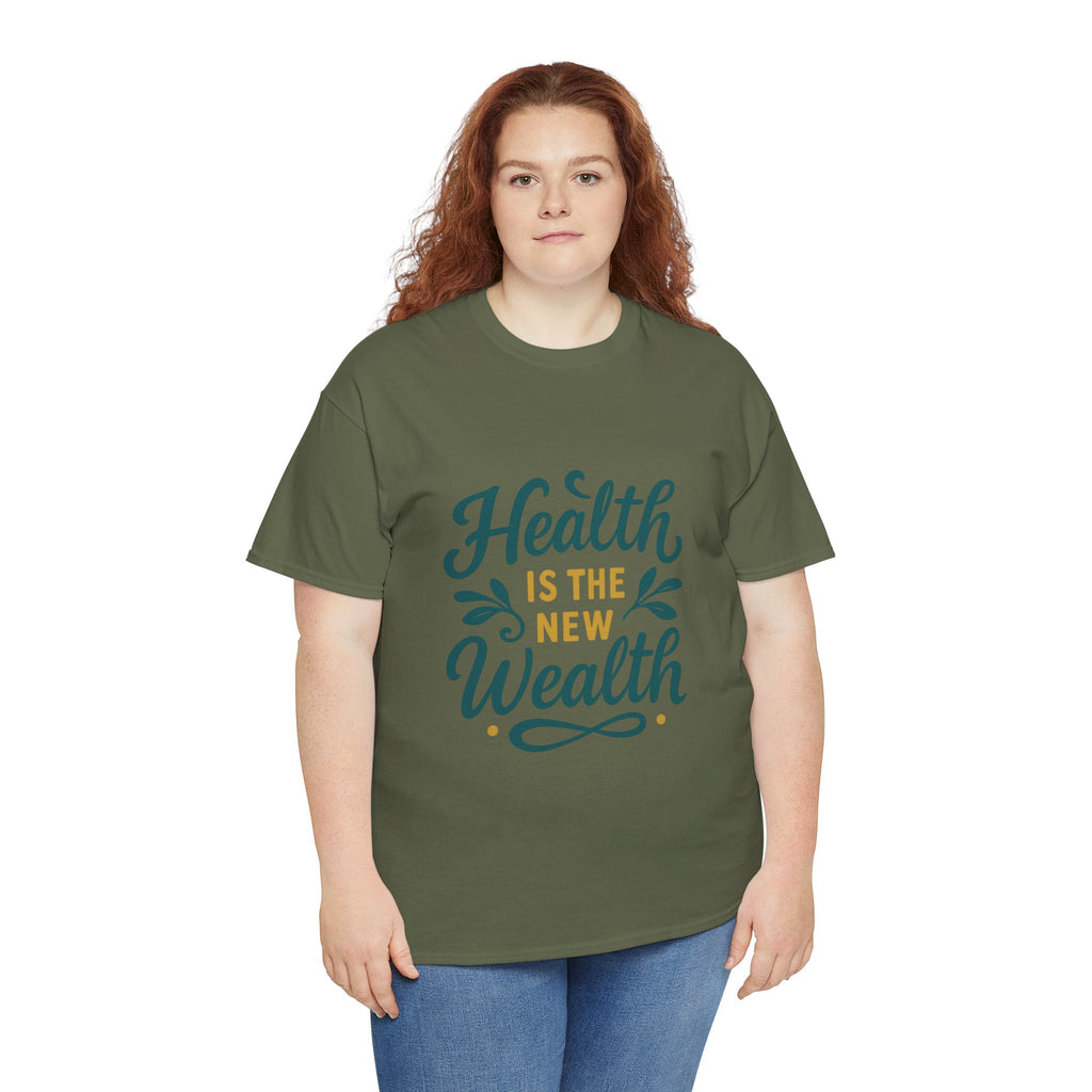 Health is the New Wealth Unisex Heavy Cotton Tee, Motivational T-Shirt, Wellness Gift, Inspirational Apparel, Casual Wear