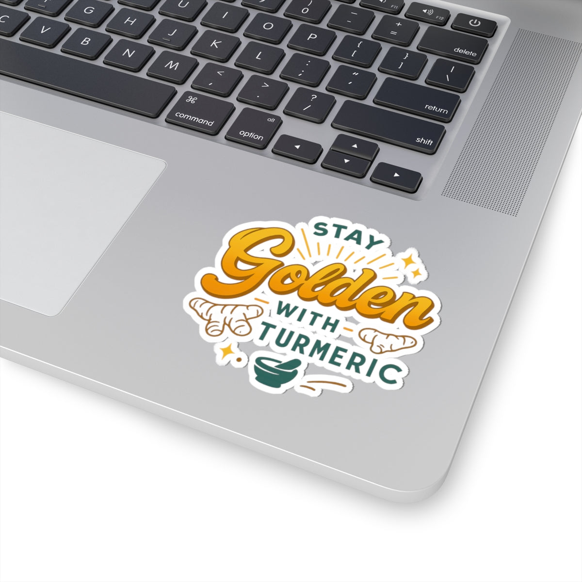 Stay Golden with Turmeric Kiss-Cut Stickers, Wellness Stickers, Laptop Decor, Gift Ideas for Herbal Enthusiasts, Colorful Vintage Stickers