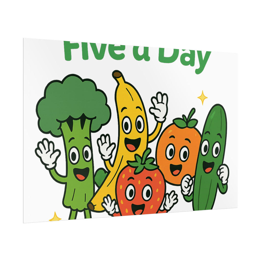 Rolled Poster — "Get Your Five a Day" Cute Fruit & Veggie Wall Art
