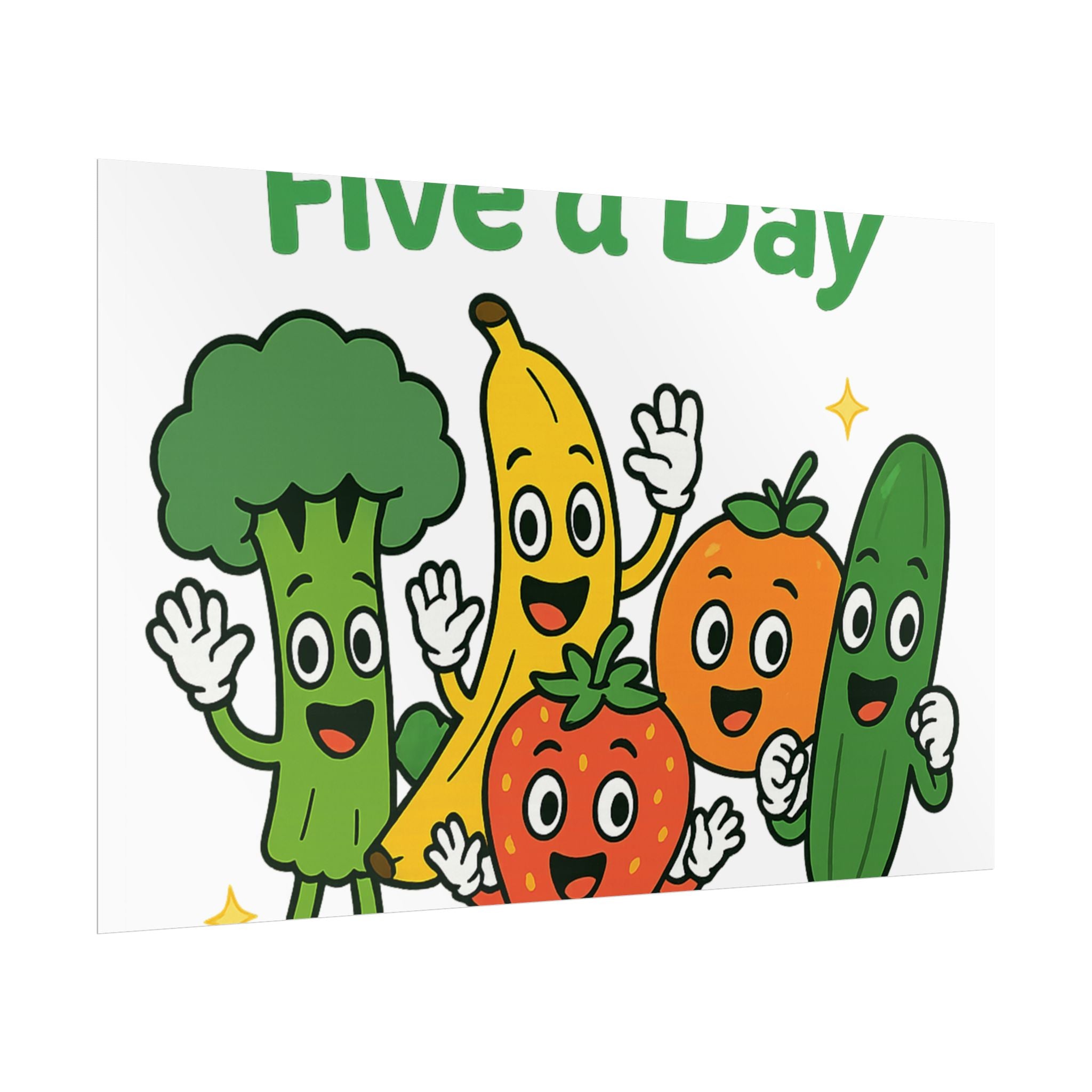 Rolled Poster — "Get Your Five a Day" Cute Fruit & Veggie Wall Art