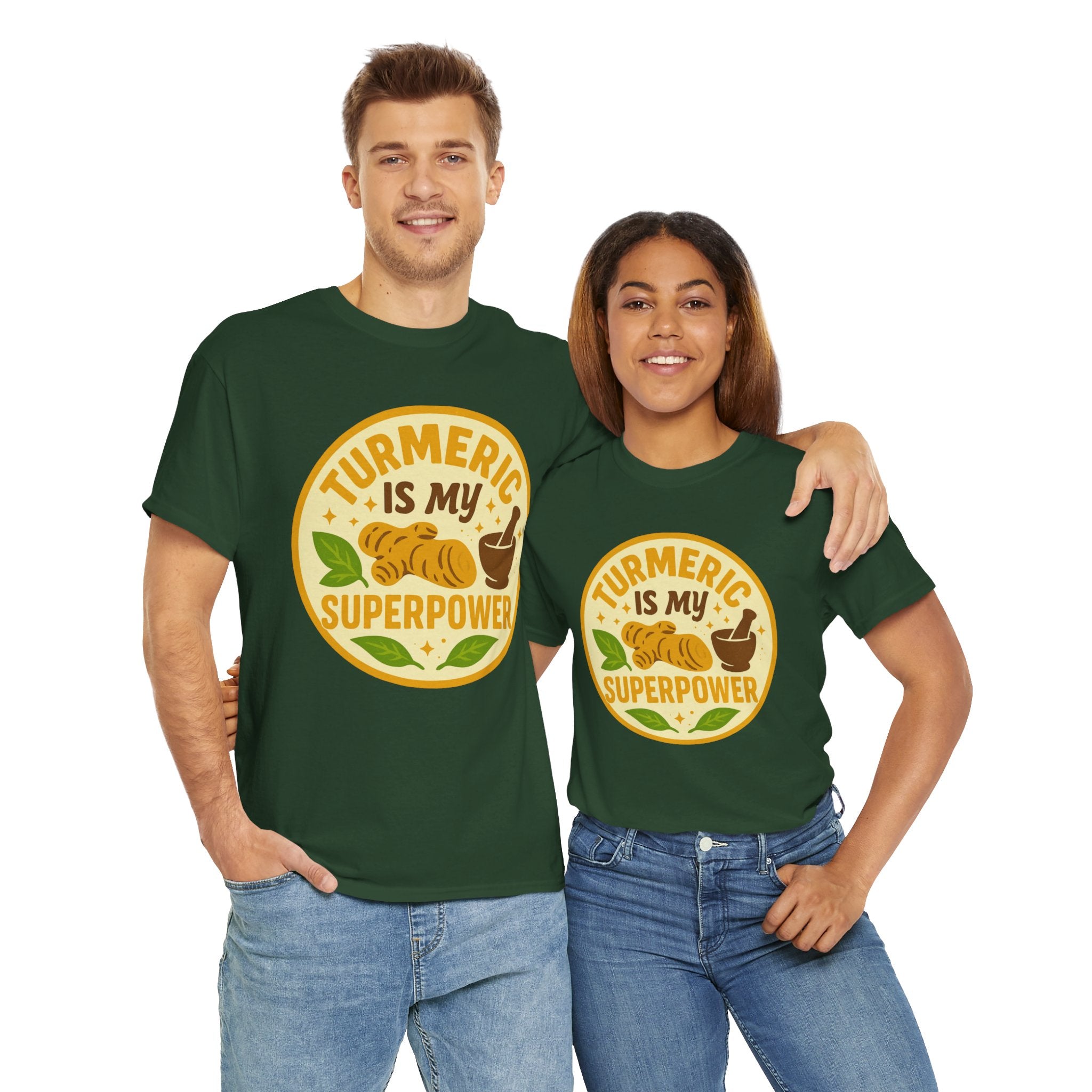 Turmeric Superpower Tee, Unisex Cotton T-Shirt, Health Enthusiast Gift, Herbal Tea Lover Shirt, Natural Wellness Apparel, Unique Gift Idea