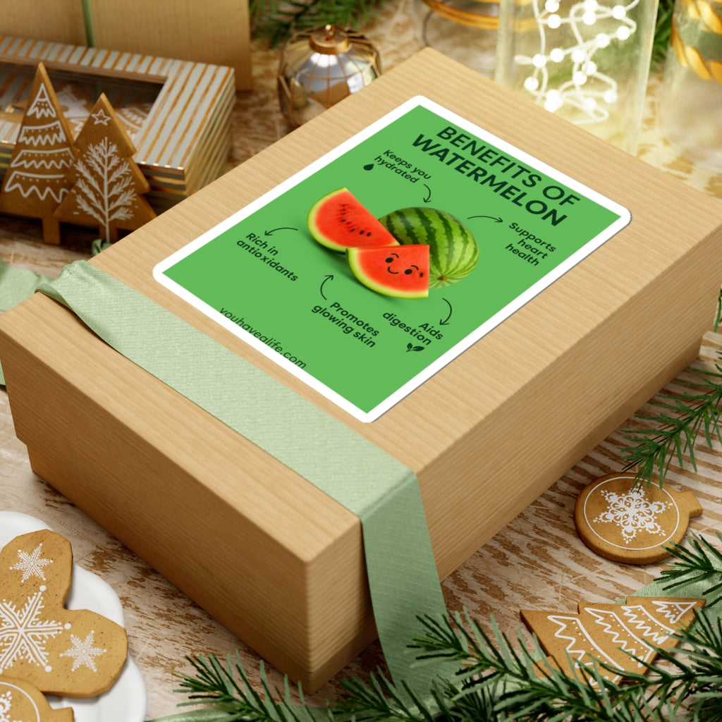 Watermelon Benefits Stickers | Cute Fruit Decor, Eco-Friendly Gifts, Laptop Stickers, Fruit Lover Gifts, Hydration Motivation