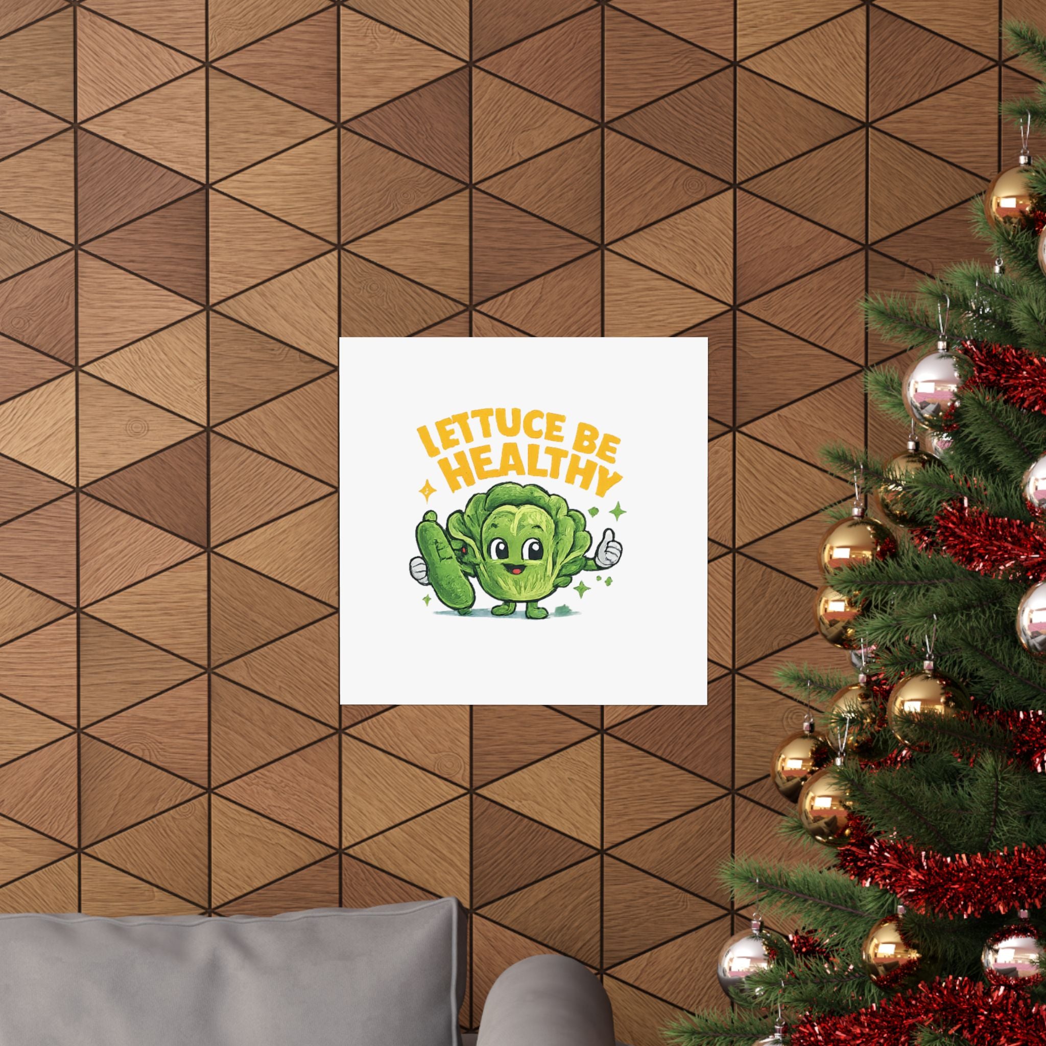 Lettuce Be Healthy Poster — Cute Veggie Wellness Wall Art