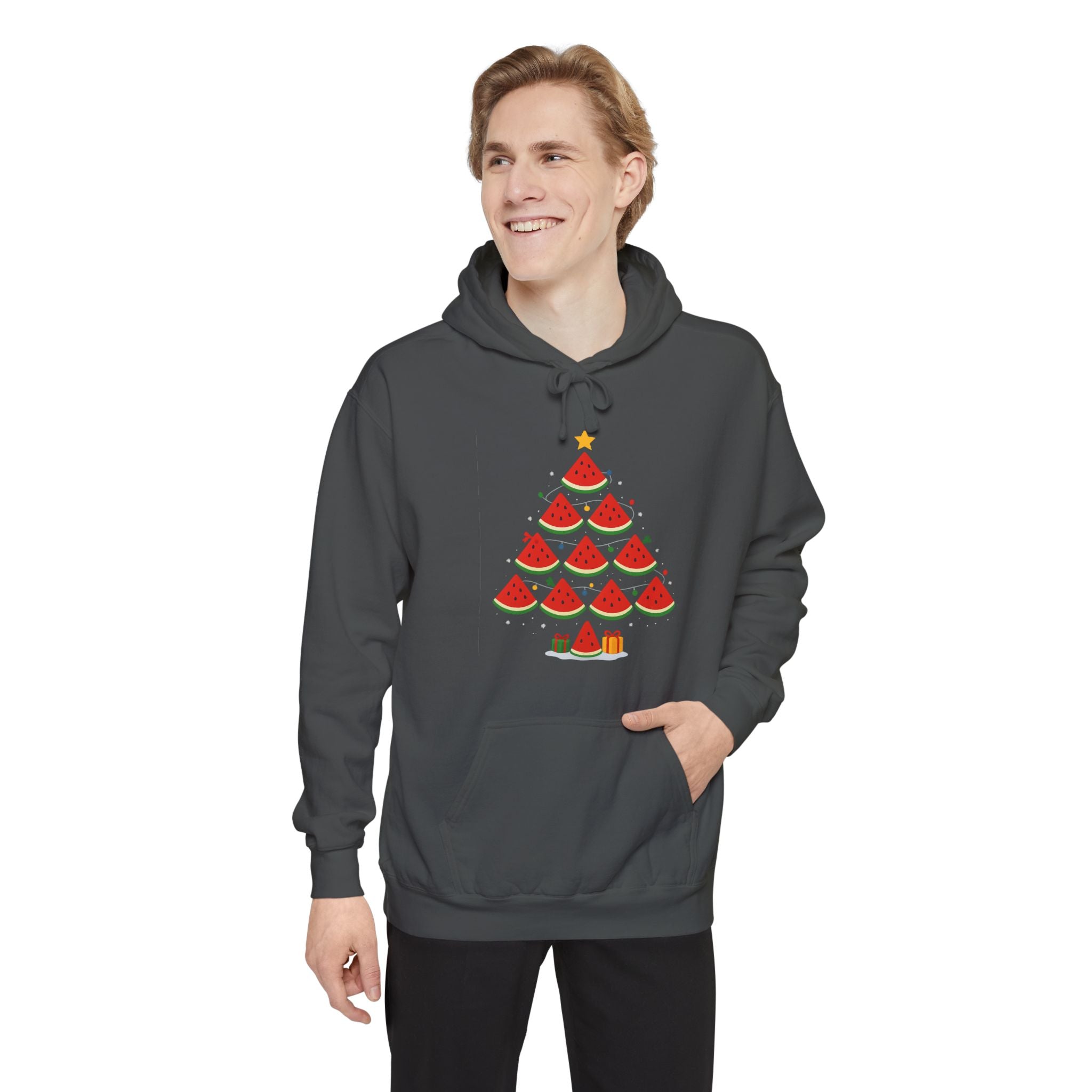 Watermelon Christmas Tree Hoodie — Festive Fruit Holiday Pullover