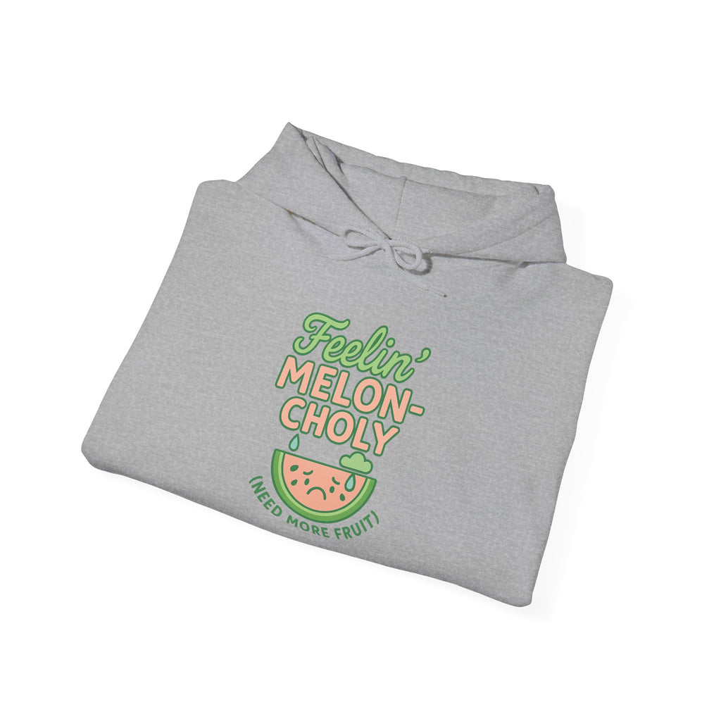 Melon-Choly Hoodie, Unisex Heavy Blend Sweatshirt, Funny Sweatshirt, Fruit-Themed Apparel, Gift for Fruit Lovers, Cute Autumn Hoodie