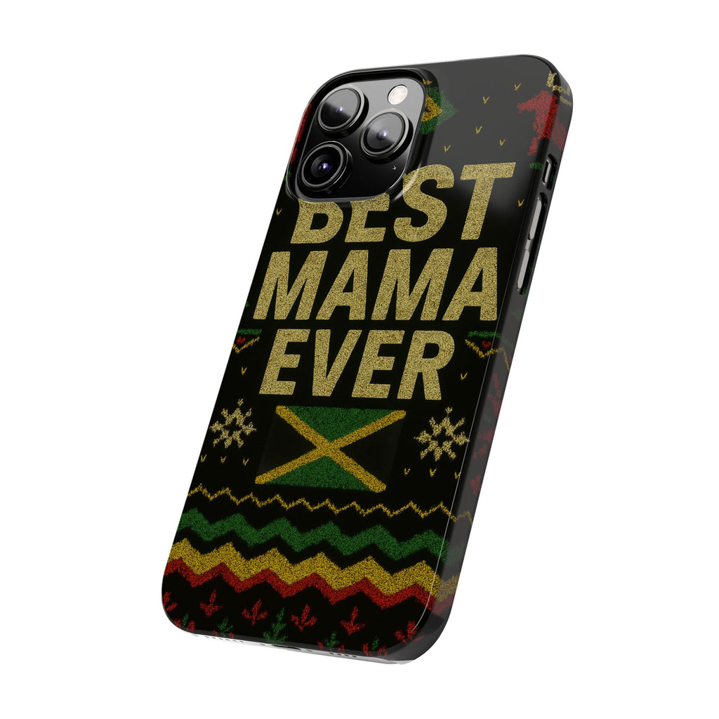 Slim Phone Case — 'Best Mama Ever' Jamaican Reggae Pattern