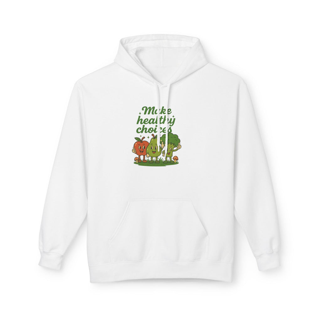 Healthy Choices Hoodie — Cute Fruit & Veggie Illustration 'Make Healthy Choices'