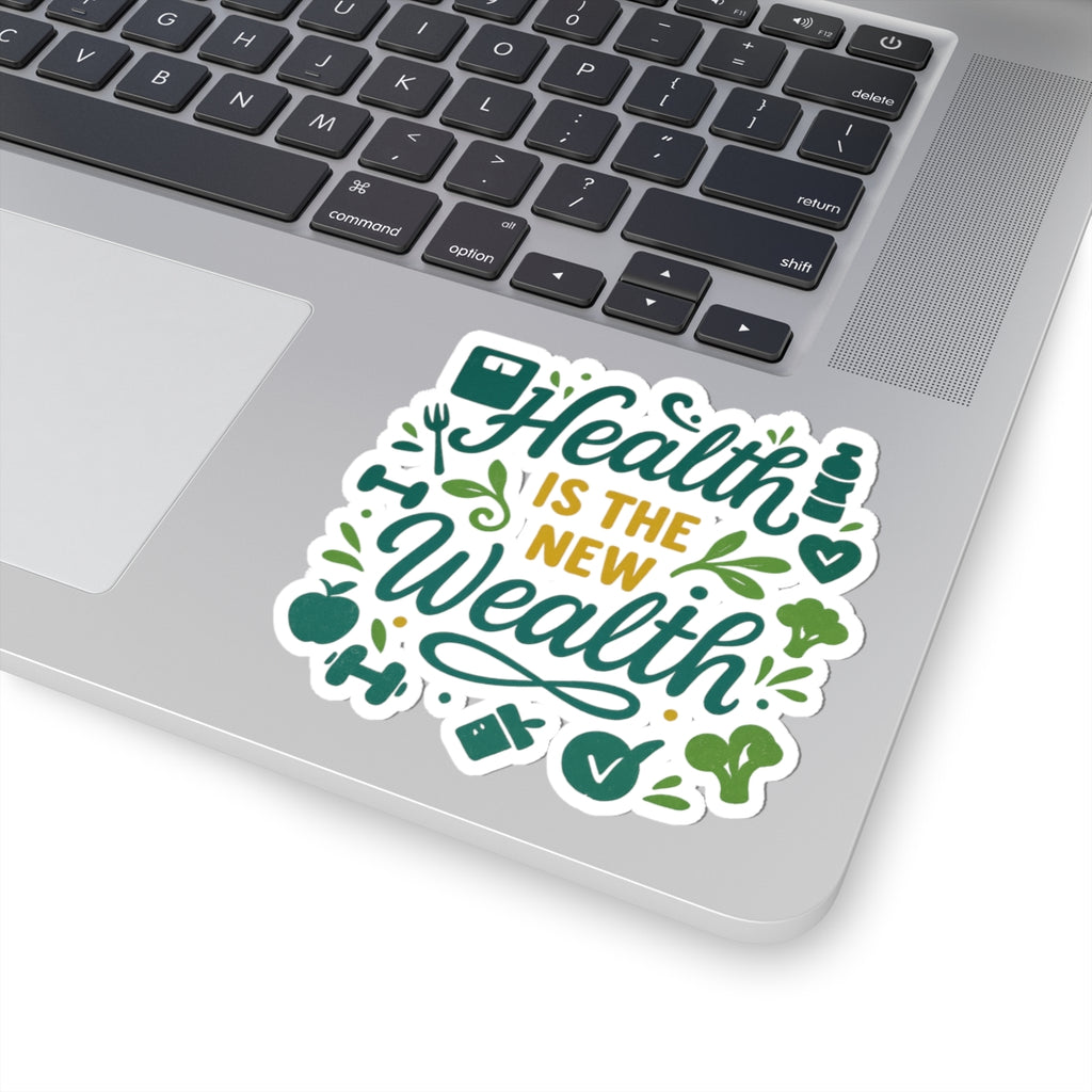Health is the New Wealth Stickers | Motivational Fitness Decals, Wellness Gifts, Laptop Stickers, Health Quotes, Positive Affirmations