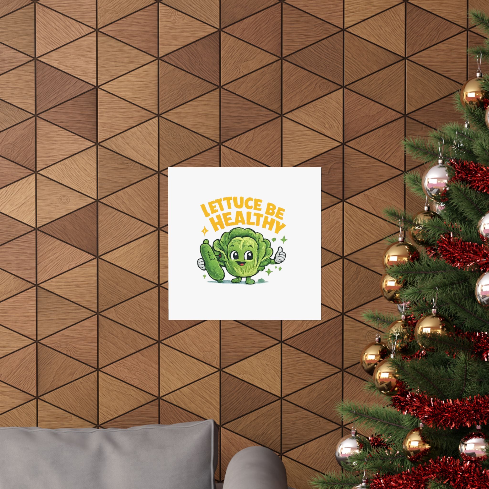 Lettuce Be Healthy Poster — Cute Veggie Wellness Wall Art