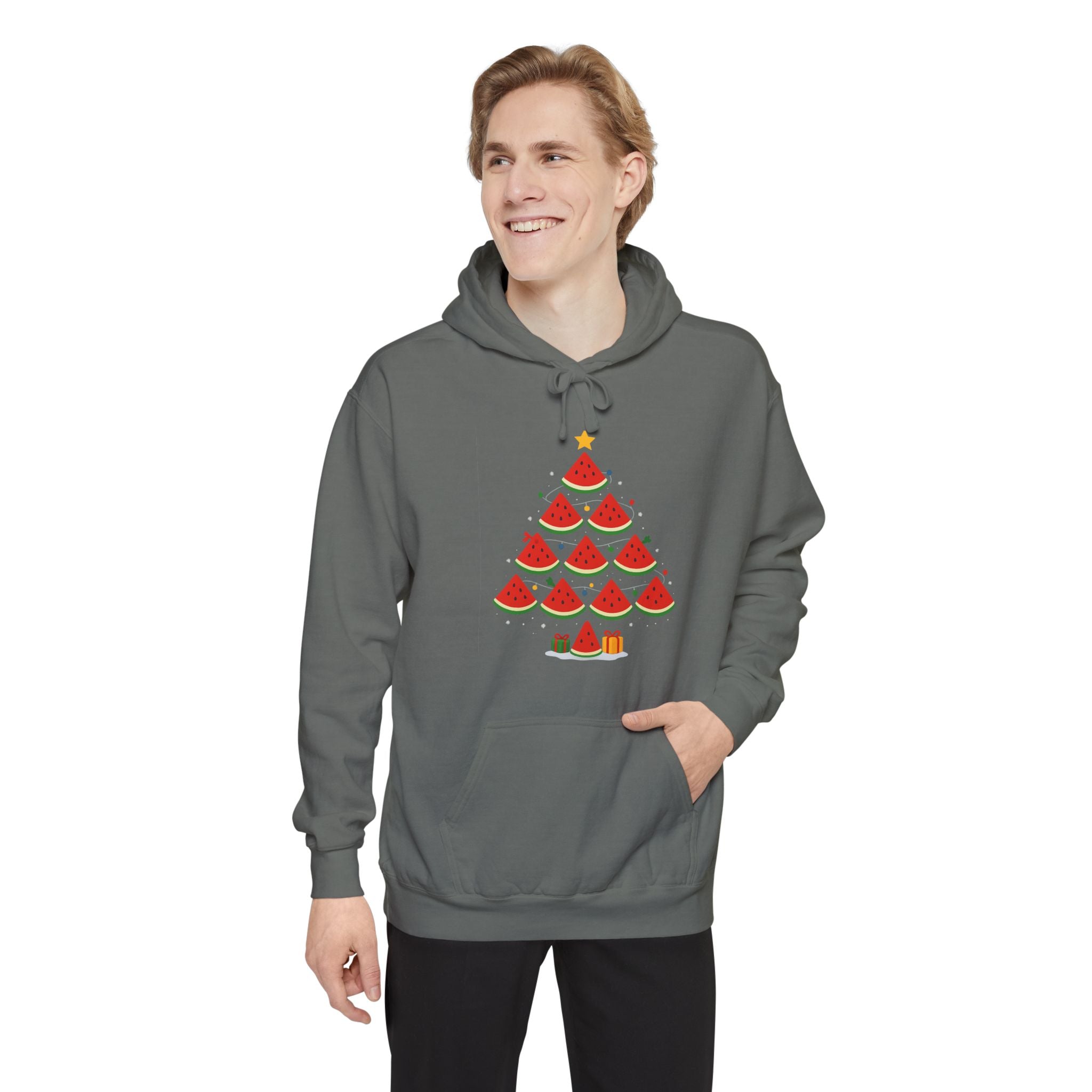 Watermelon Christmas Tree Hoodie — Festive Fruit Holiday Pullover