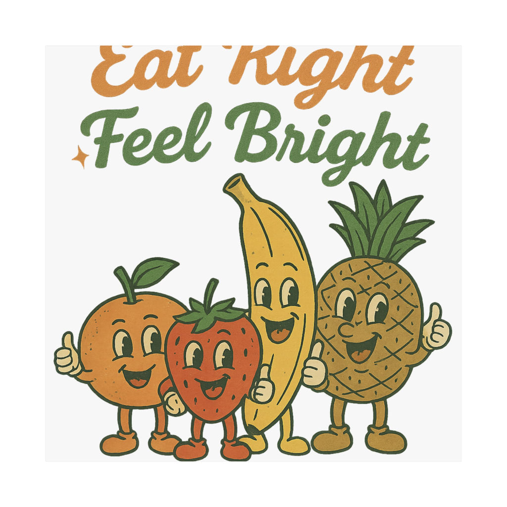 Eat Right Feel Bright Poster — Retro Fruit Kitchen Wall Art