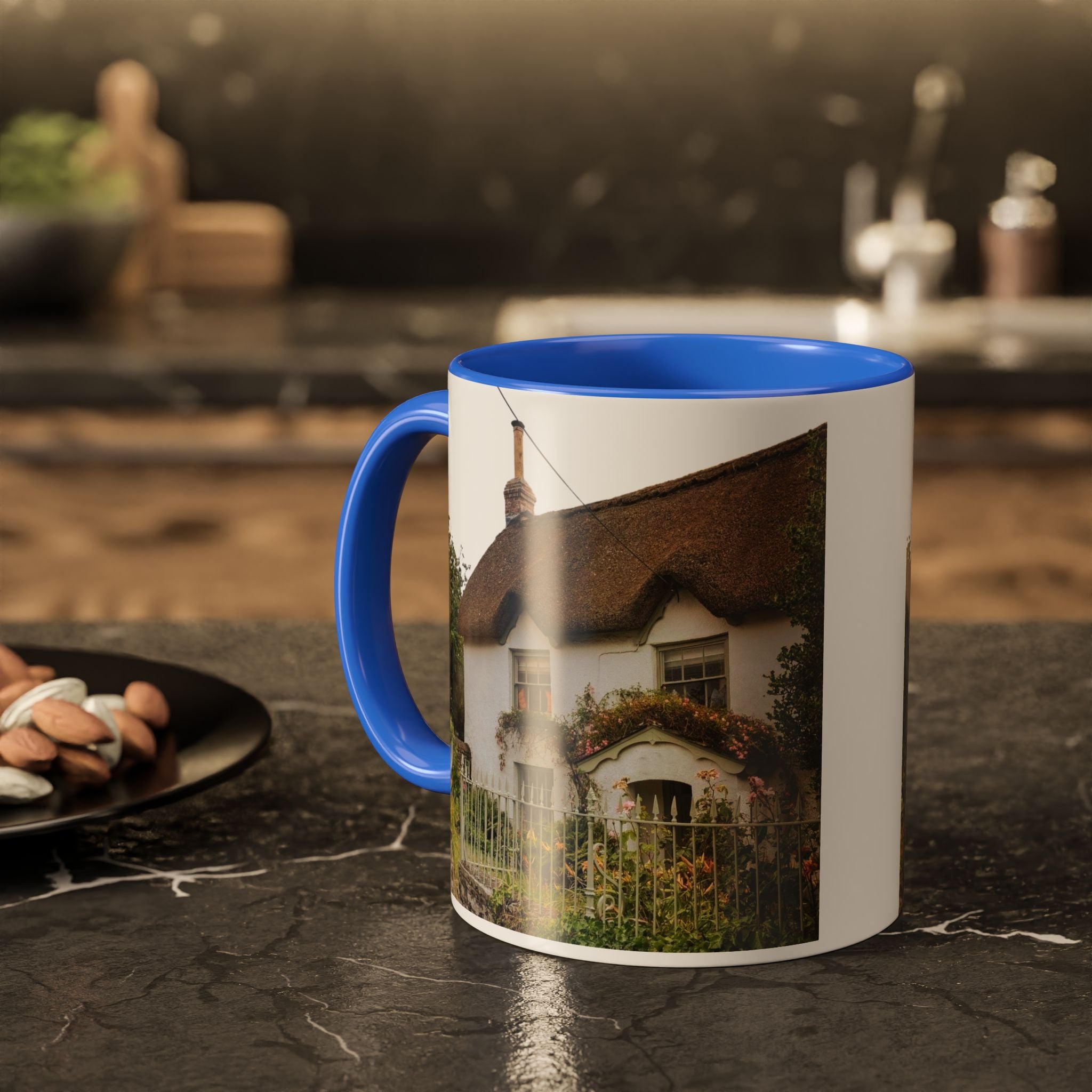 Thatched Cottage Photo Mug (11oz & 15oz) — Cozy English Cottage Scenic Coffee Cup
