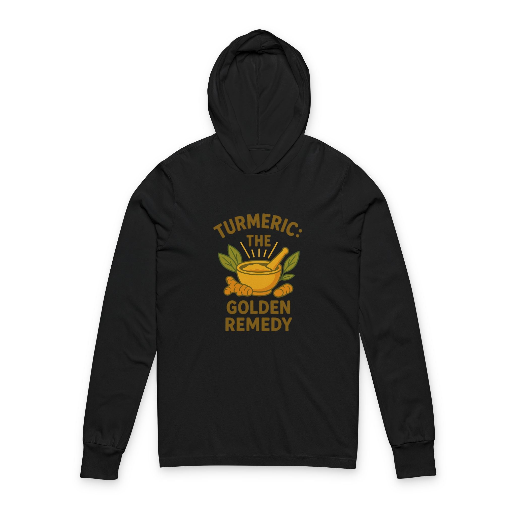 Turmeric Remedy Hoodie | Unisex Long Sleeve Tee for Wellness, Health Enthusiasts, Herbal Remedies, Natural Living, Gift Idea