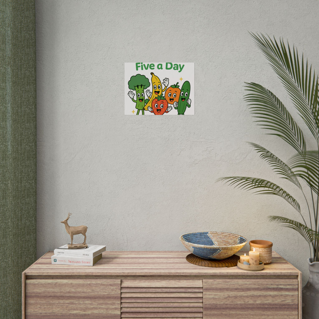 Rolled Poster — "Get Your Five a Day" Cute Fruit & Veggie Wall Art